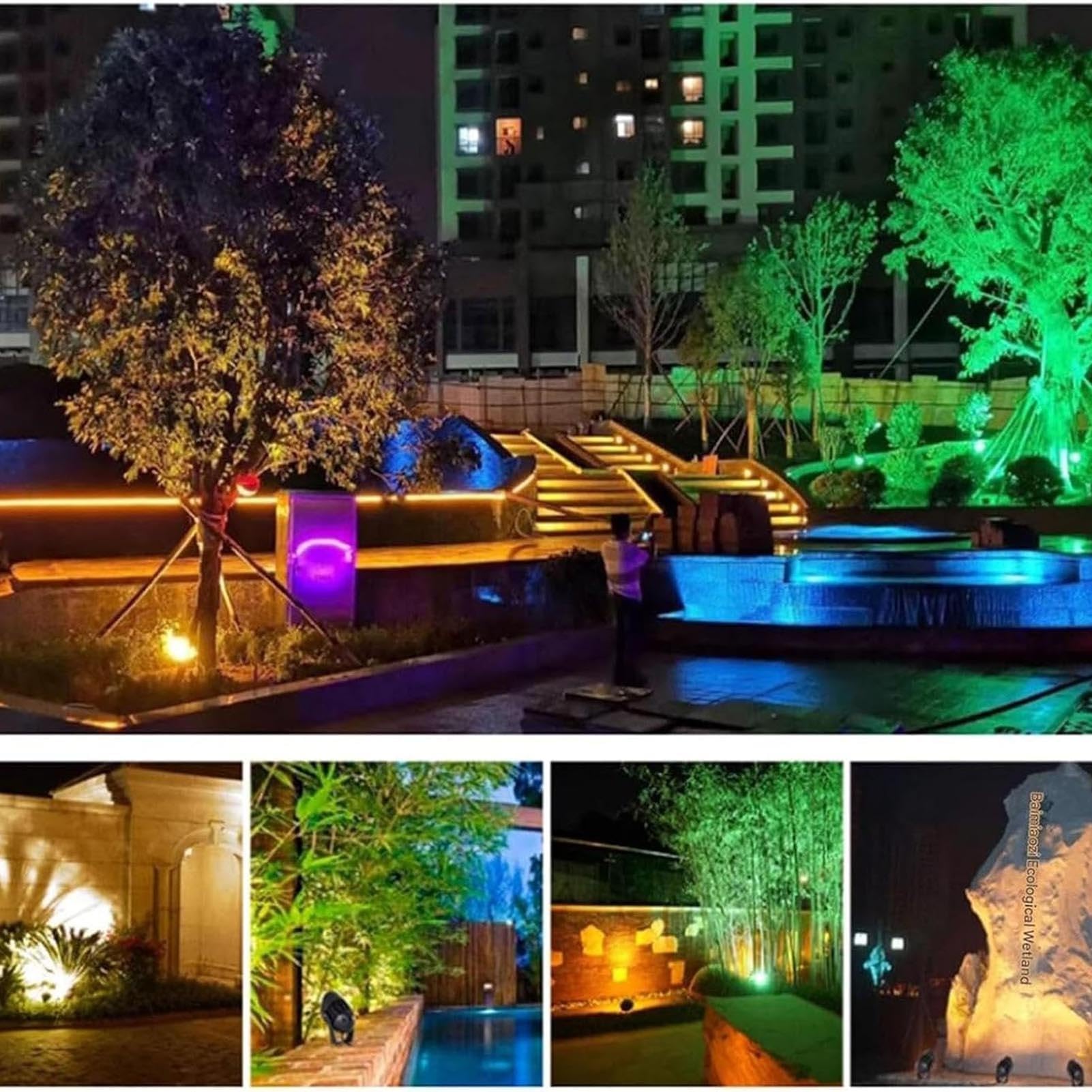 Zewnętrzne reflektory LED do zabudowy (220 V), wodoodporne diody LED IP65 do drzew, reflektory COB do ogrodów, willi, dziedzińców i trawników, oświetlenia krajobrazu (Red, 20 w)
