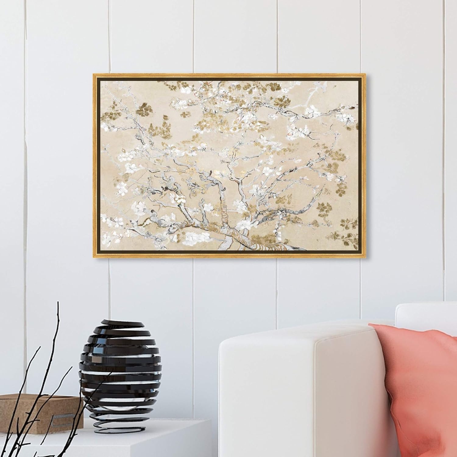 Oliver Gal Van Gogh in Golden Blossoms Inspiration Canvas Print Wall Art for Living Room, Bedroom, and Bathroom, 54 x 36, Black Floater Frame Oliver Gal Van Gogh in Golden Blossoms Inspiration Canvas Print Wall Art for Living Room, Bedroom, and Bathroom, 54 x 36, Black Floater Frame