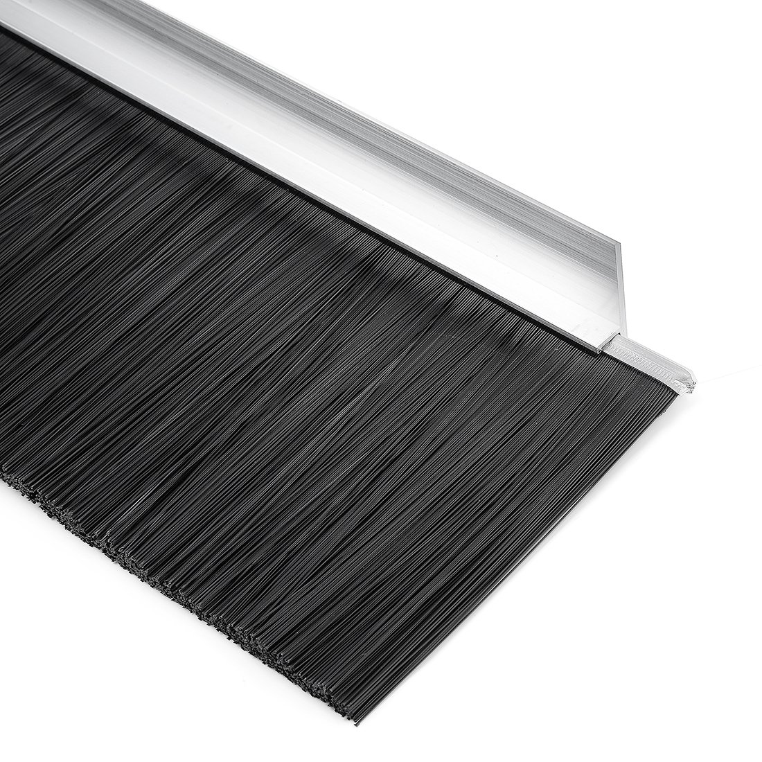 sourcing map Cepillo de nylon de barrido inferior de Puerta de base en forma de F negro con 4 pulgadas 39 pulgadas x 5,1 pulgadas