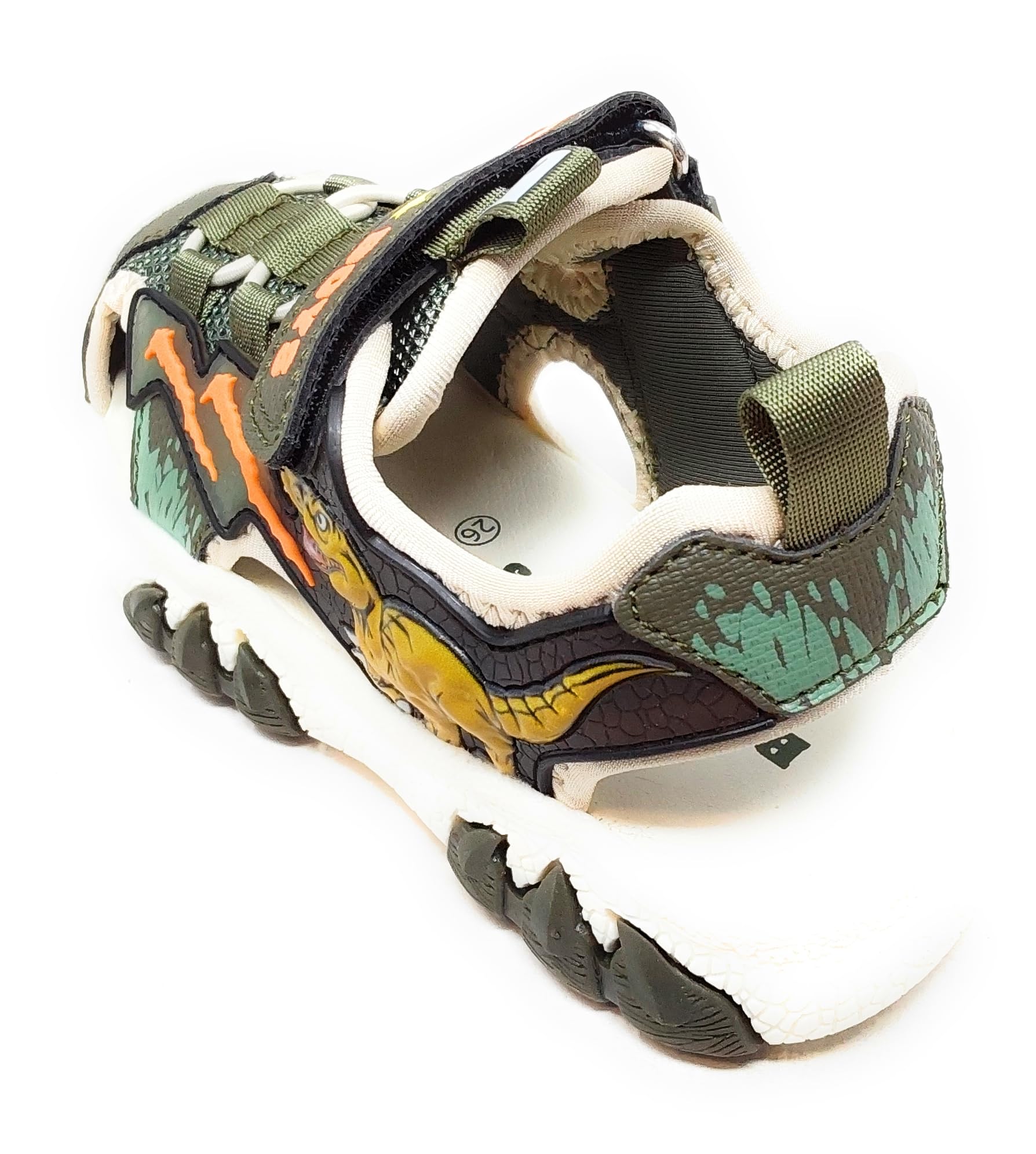 Bull Boys Sandali Sportivi per Bambini con audio Dinosauro T-Rex,Verde giungla,Strappo,Modello DNCR5190