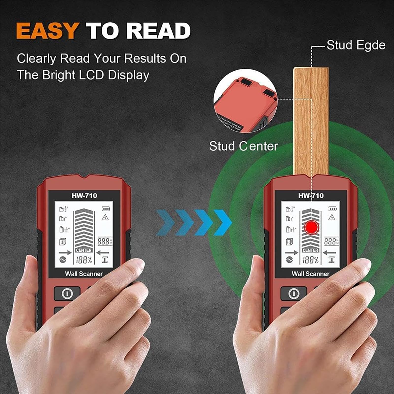 TsoLay Detector De Metales Y Paredes Portátil Multifuncional, Detector De Vigas De Alta Sensibilidad, Pantalla LCD HD Y Alarma Sonora, Ideal para Seguridad, Hormigón Y Construcción