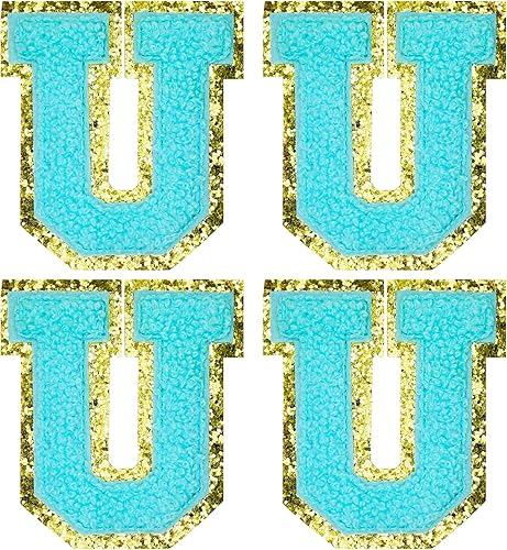 Miniatura 57 de Jongdari Letras termo-adhesivas de felpilla para ropa, parches de letras del alfabeto con brillantina para coser, con adhesivo planchado, 4