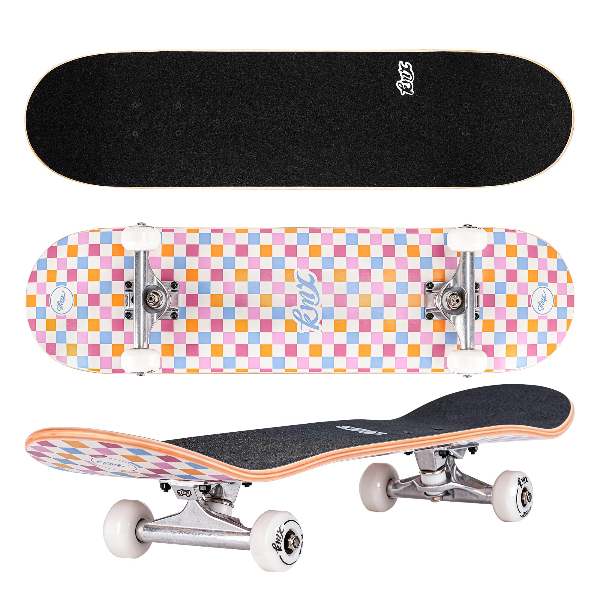 KMX Klasyczna deskorolka mini cruiser 56 cm dla dzieci, studentów, dorosłych, początkujących do zaawansowanych, przenośna, kompaktowa, gładkie łożyska, duże koła PU, ciężarówki ze stopu aluminium