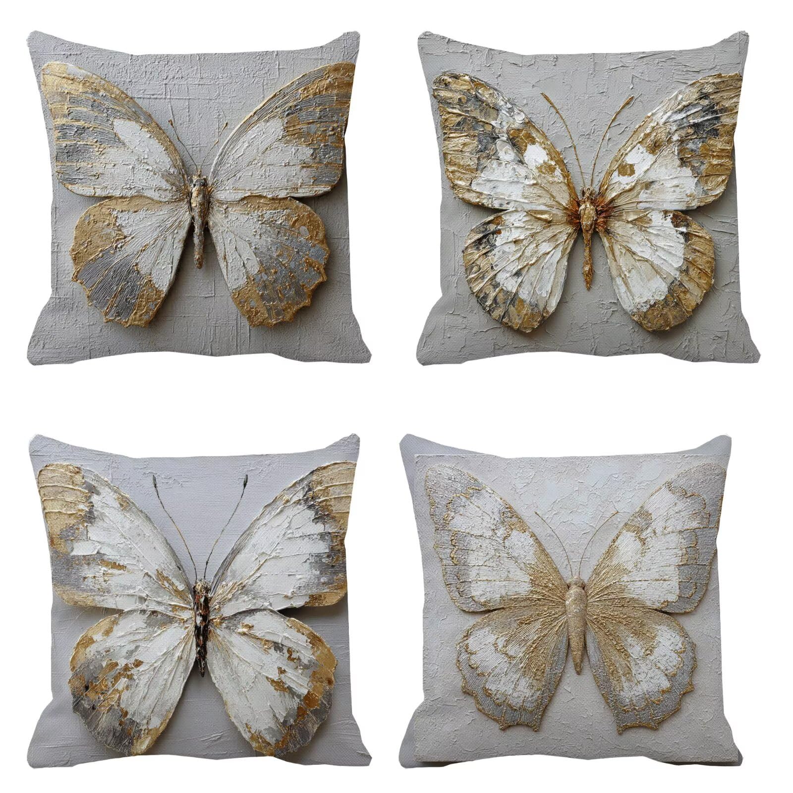 Federe Cuscini Divano 60x60cm, Set Di 4 Cuscini Per Divano Farfalla Velluto, Quadrato federe cuscino letto Le ali, Cuscini Da Esterno Impermeabili, Applicabile Soggiorno E Camera Da Letto Decor B-303