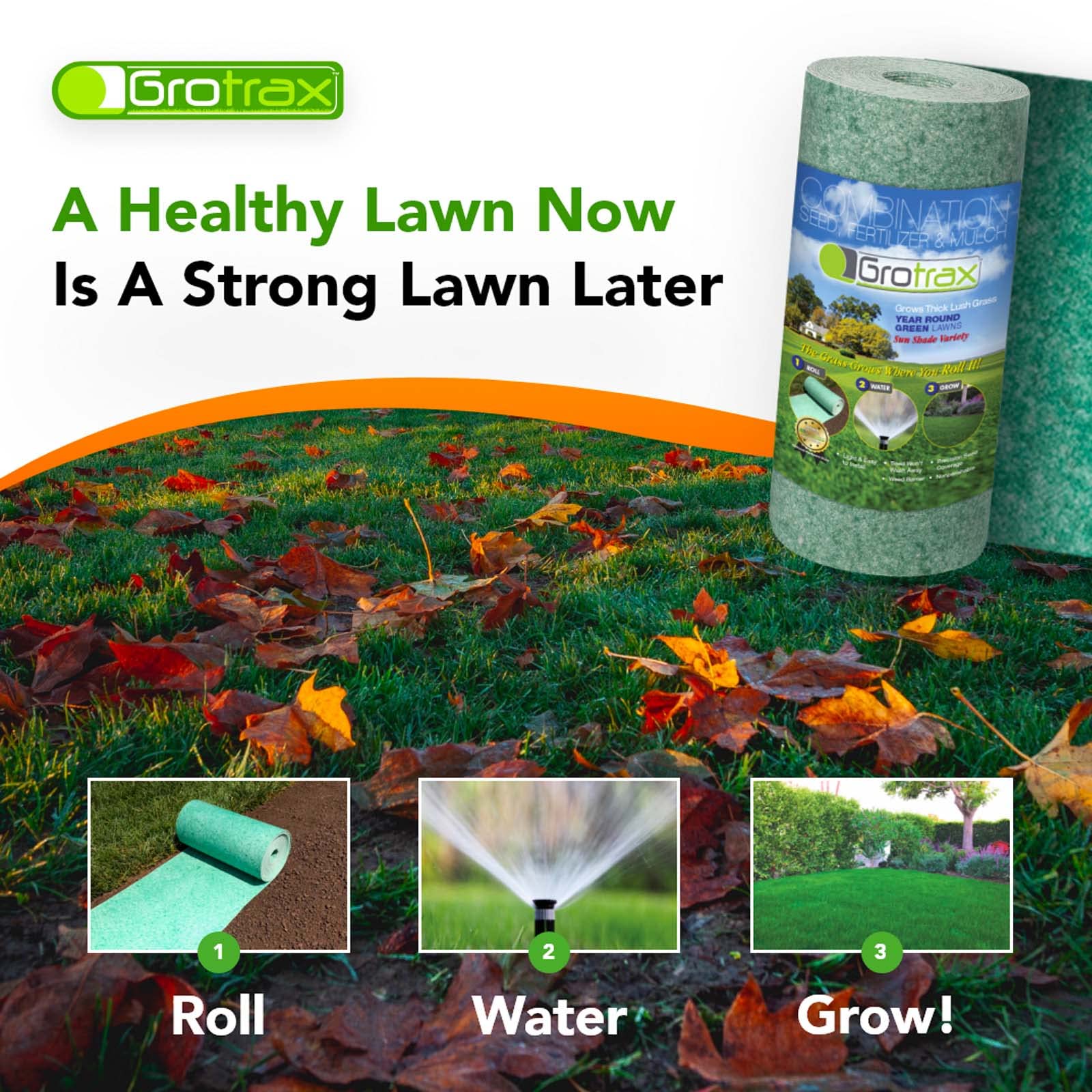 Grotrax Biodegradable Grass Seed Mat 55 SQFT Year Round Grass Seed