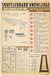 Shuffleboard Knowledge Metal Signs Poster, Vintage Wall Decor Farmhouse Decorations 16x12 Inches