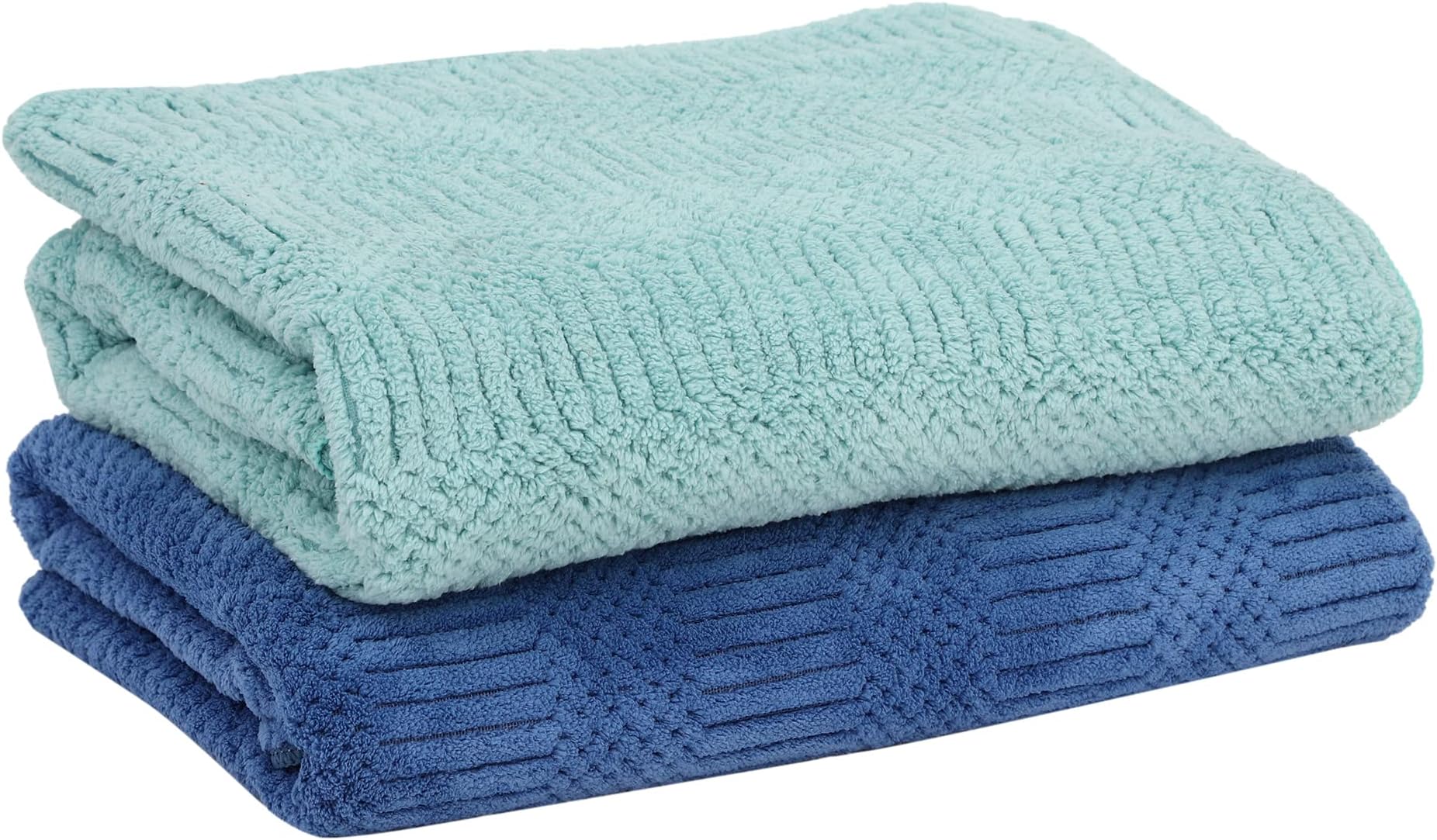 UrbanLeaf Microfiber Large Bath Towel | Quick Dry Super Absorbent - Bath Towel For Men And Women | Blue & Light Green | Towel For Bath, Travel, Gym, Beach, Pool, And Yoga (70 X 140 Cms), 250 TC