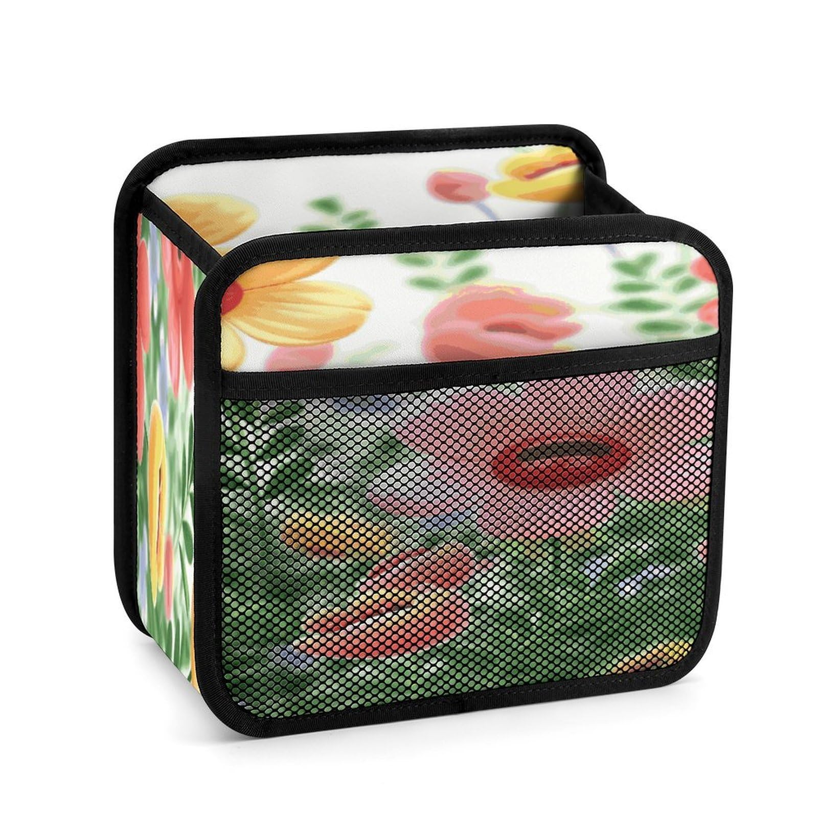 Btcowzrv Style Happy Flower Car Seat Back Organizer, Pu Leather Hanging Backseat Car Organizer With Elastic Mesh Pocket, Storage Bag For Most Vehicles