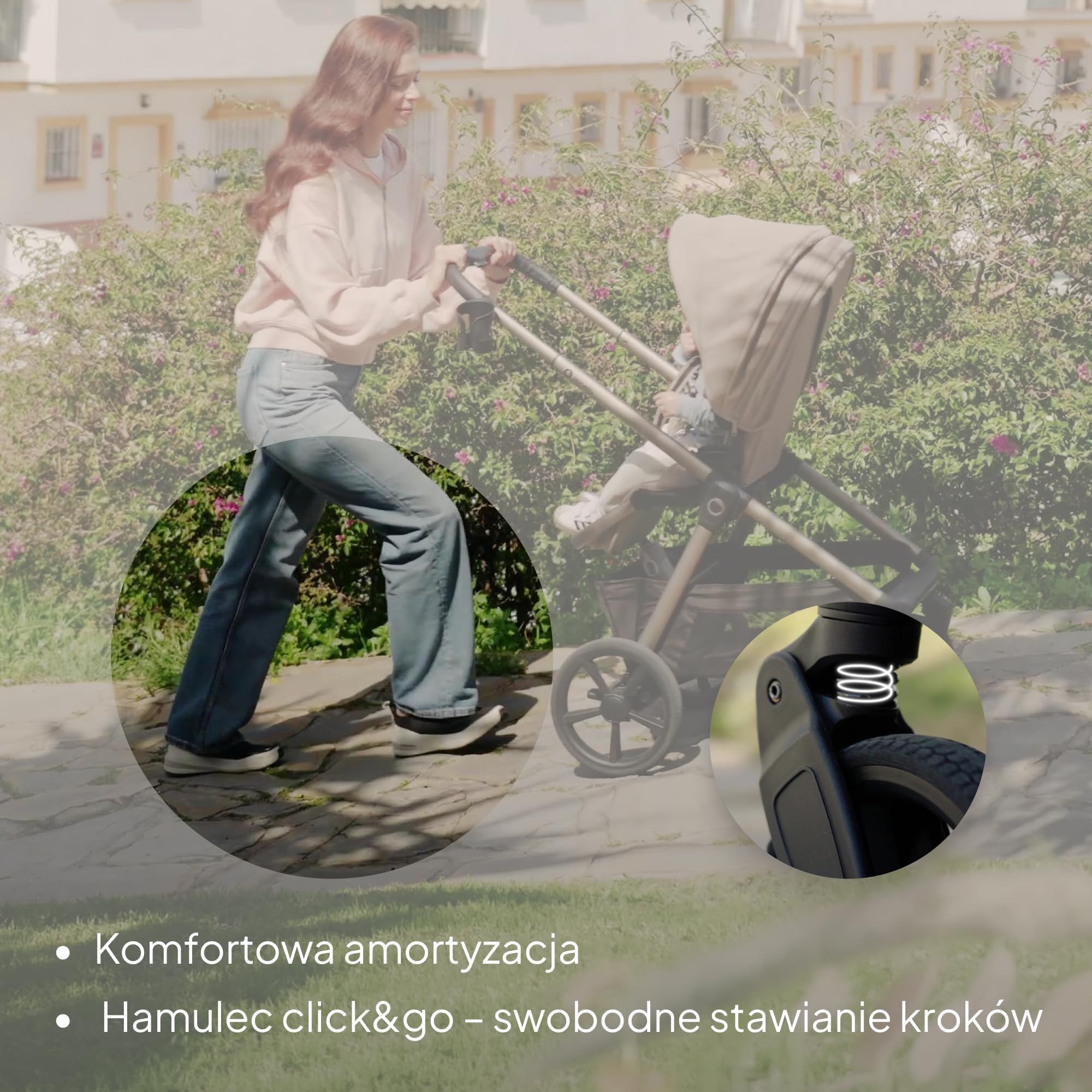 LIONELO Carmine Wózek dziecięcy 2 w 1, wózek dziecięcy kombi od urodzenia do 4 lat, do 22 kg, gondola dla niemowląt i wózek spacerowy, koła GravelTech, zawieszenie, osłona UPF50+, wentylacja