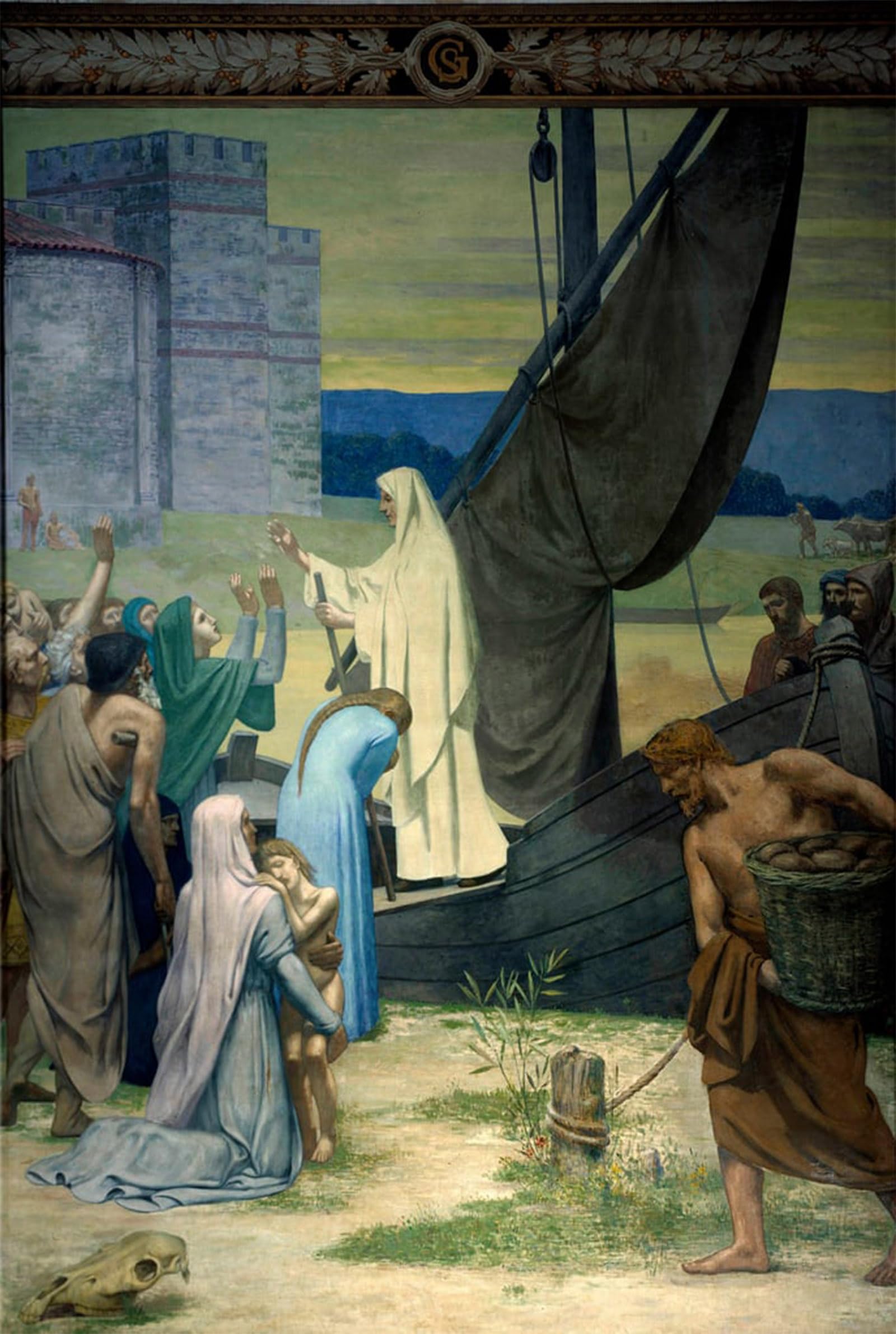 ARTXLXXBN Famous Print Painting Colorful Art Print Sainte Genevieve Supplying Parisians Besieged by Pierre Puvis De Chavannes Canvas Art Decorations for Home Decor 60x90cm