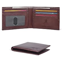 Oak Leathers Slim Bifold Wallet for Men - RFID Leather Wallets bi fold 6 Credit Card and Id Holder, Gift for Men Brown Tuscany