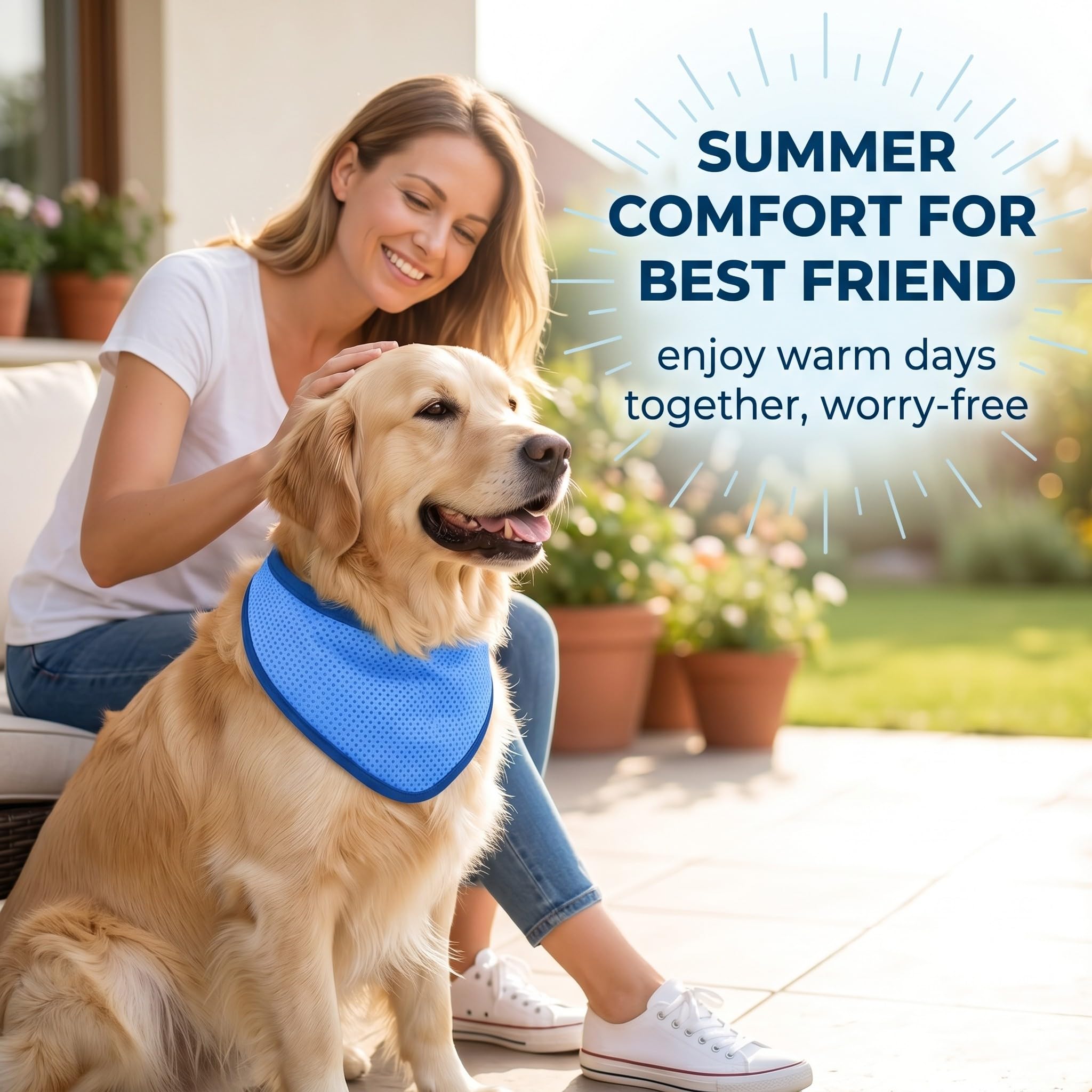 Collare rinfrescante per cane blu M, bandana fresca estiva 30-40 cm, accessorio riutilizzabile per passeggiate
