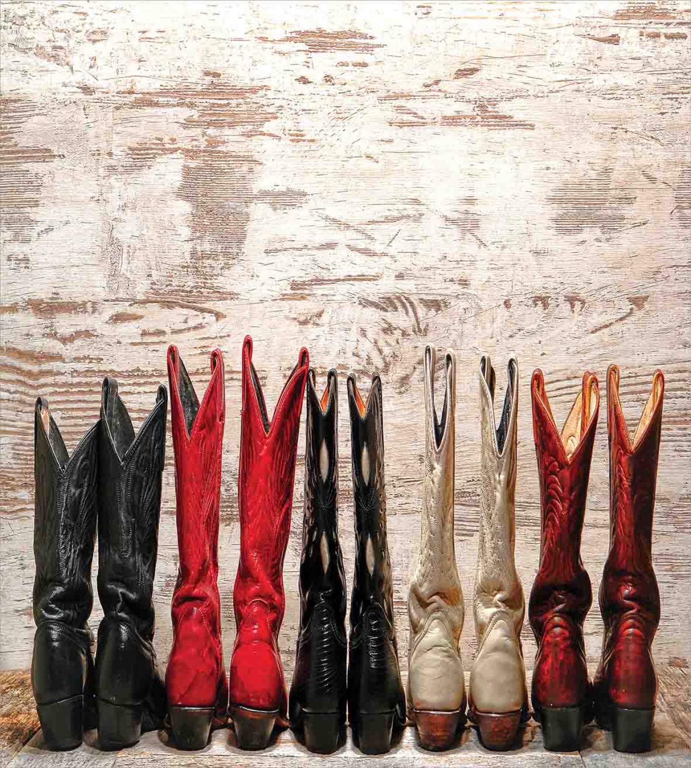 Ambesonne Western Duvet Cover Set, American Cowgirl Leather Boots Rustic Wild West Theme Cultural Print, Decorative 3 Piece Bedding Set with 2 Pillow Shams, Queen Size, Beige Red