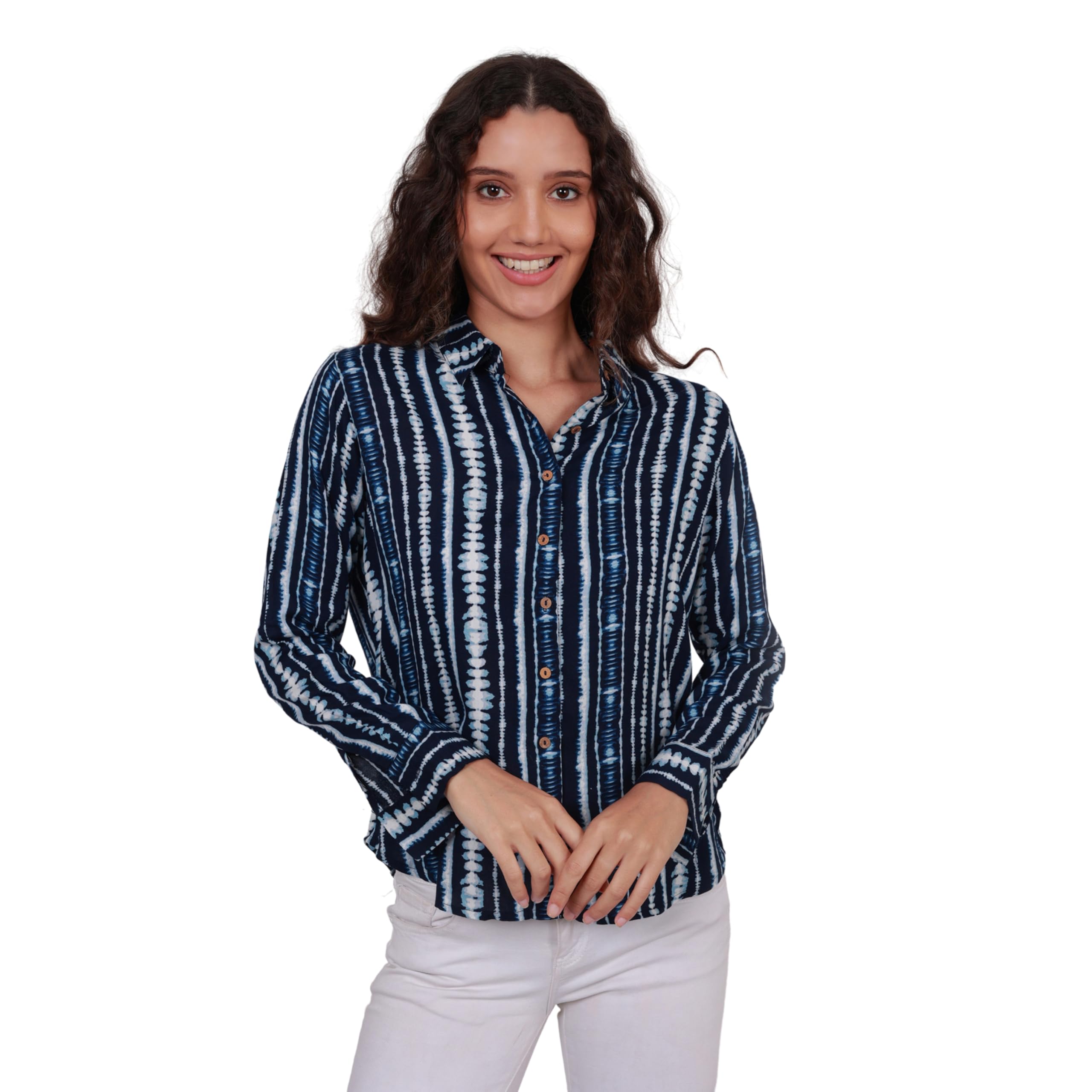 modyne Women’s Navy Blue Printed Viscose Tunic Shirt | Soft & Lightweight Long Top | Casual & Office Wear-picture-51