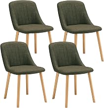 Set of 4 Armless Dining Chairs, Upholstered in Grass Green Polyester, Thick Cushion for Maximum Comfort, Ideal for Dining Room and Modern Decoration