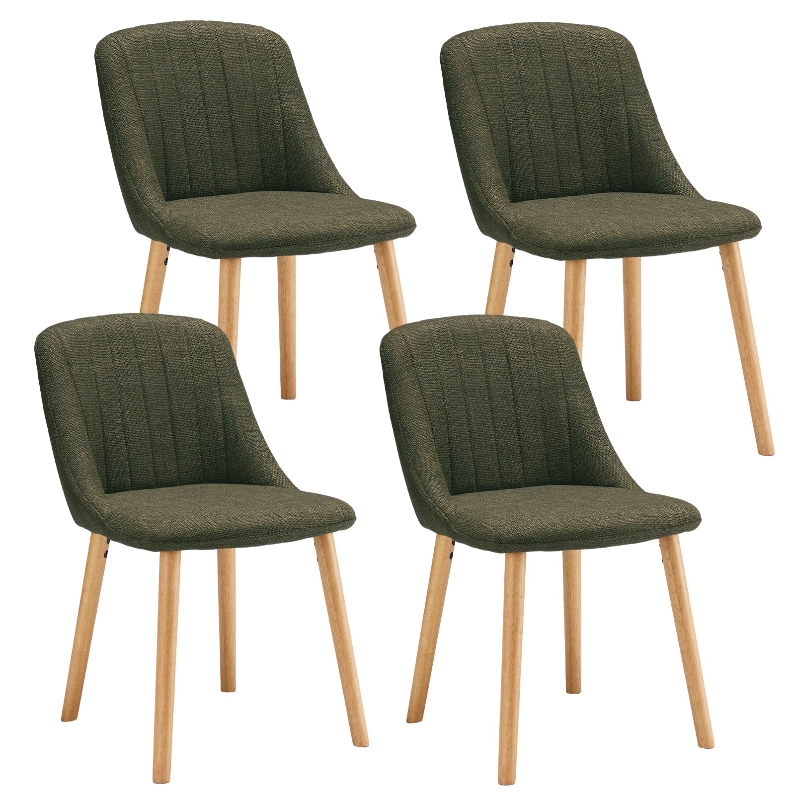 Goeurvant Esszimmerstuhl 4er Set mit Holzbeine Grün Polsterstuhl Küchenstuhl Wohnzimmerstuhl Stühle Esszimmer aus Polyester für Esszimmer Küche