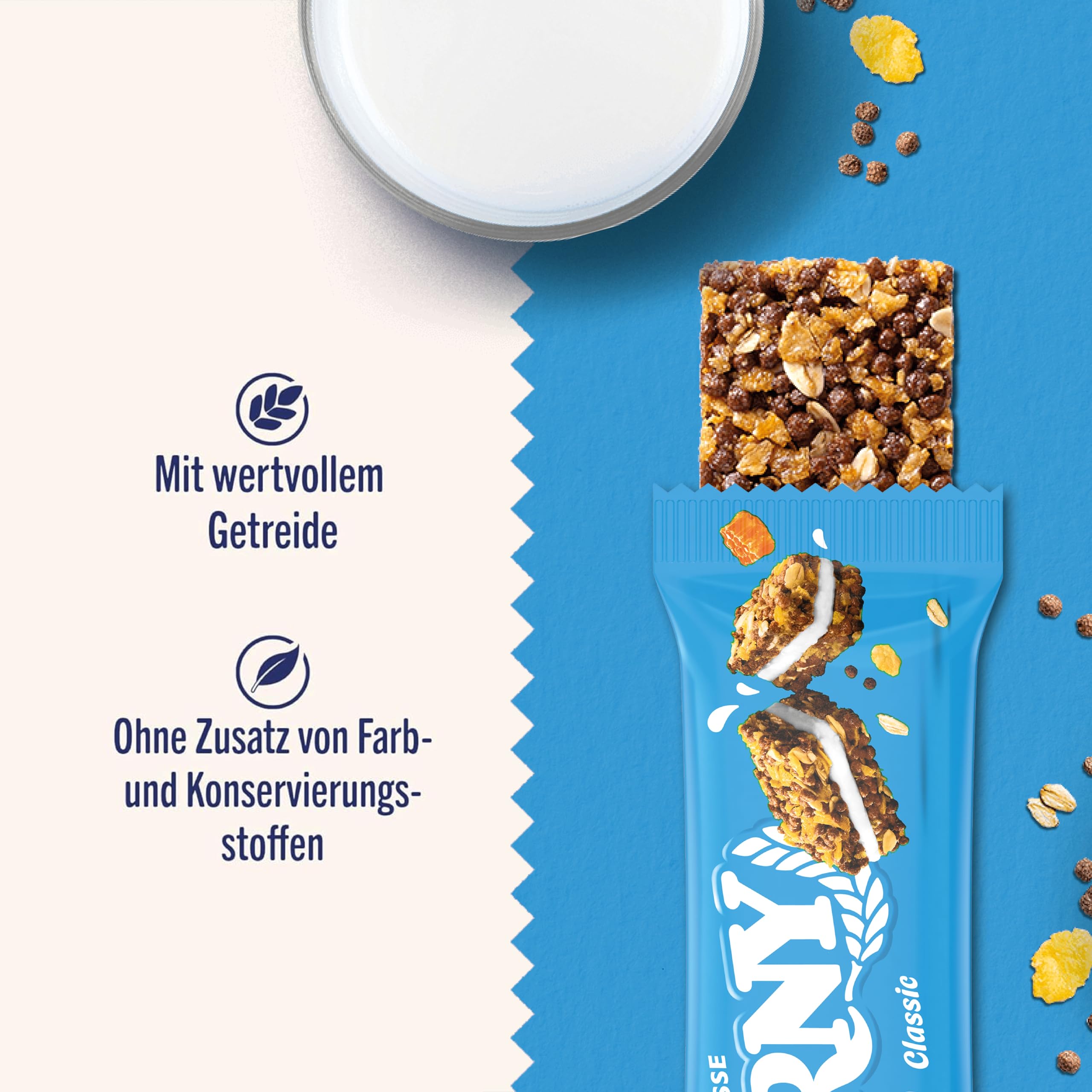 Müsliriegel Corny Milch Classic | Feines Milchsandwich mit knusprigem Getreide und cremiger Milchfüllung | 24x40g
