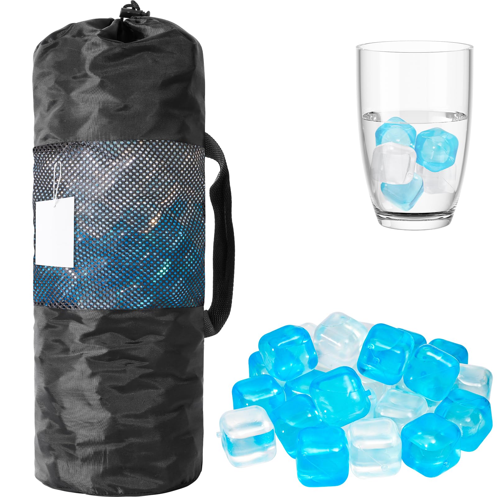 Lot de 380 glaçons réutilisables pour boissons, bleu et transparent