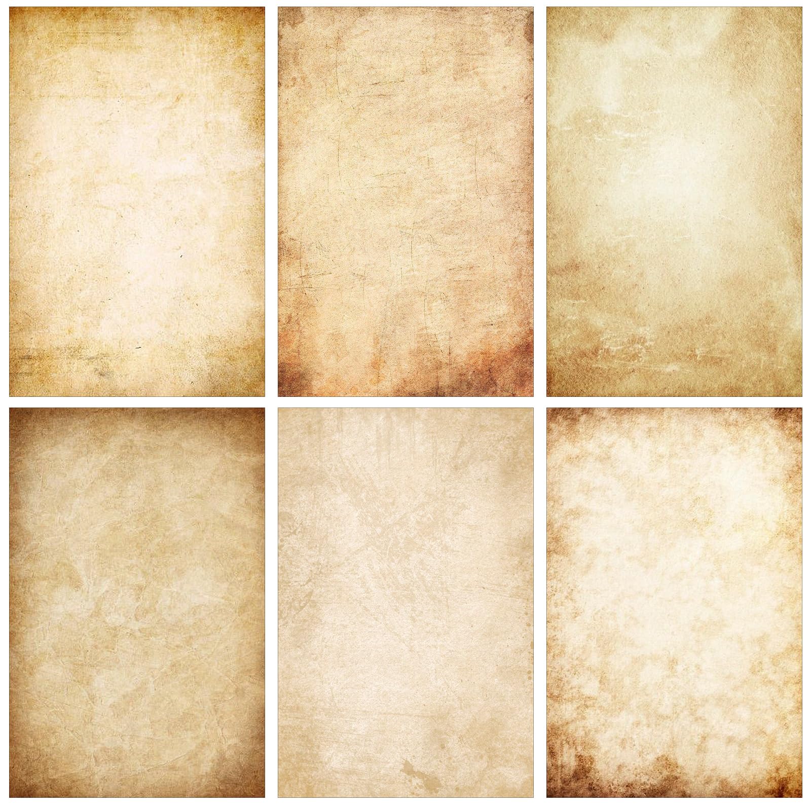 Supervitae 120 Pack Vintage Aged Stationery Paper, 8.27 x 5.51 Inch Double Sided Printing Old Antique Stationery Paper Decorative Letter Sheets for