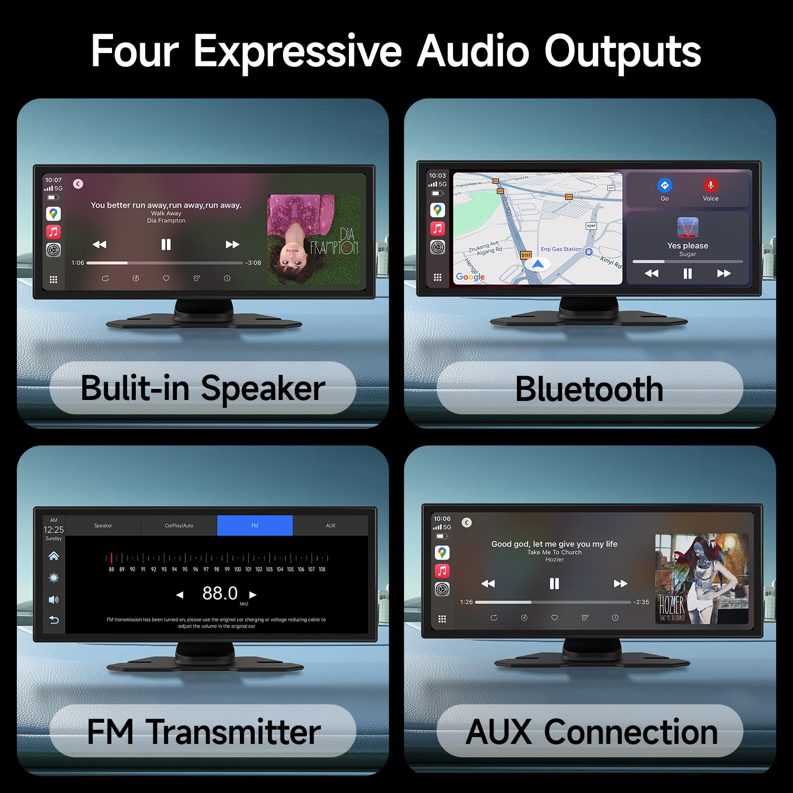 Amazon.com: Wireless Carplay Screen for Car with 4K Dash Cam