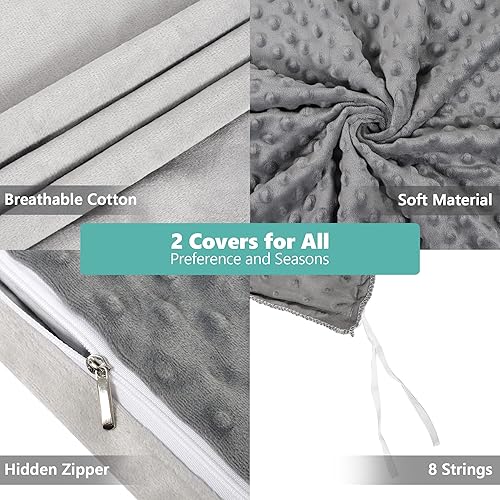 Miniatura 4 de TILLYOU - Mantas con peso para niños, se adapta a bebés, gris carbón + gris, 36 x 48 pulgadas (5 libras)