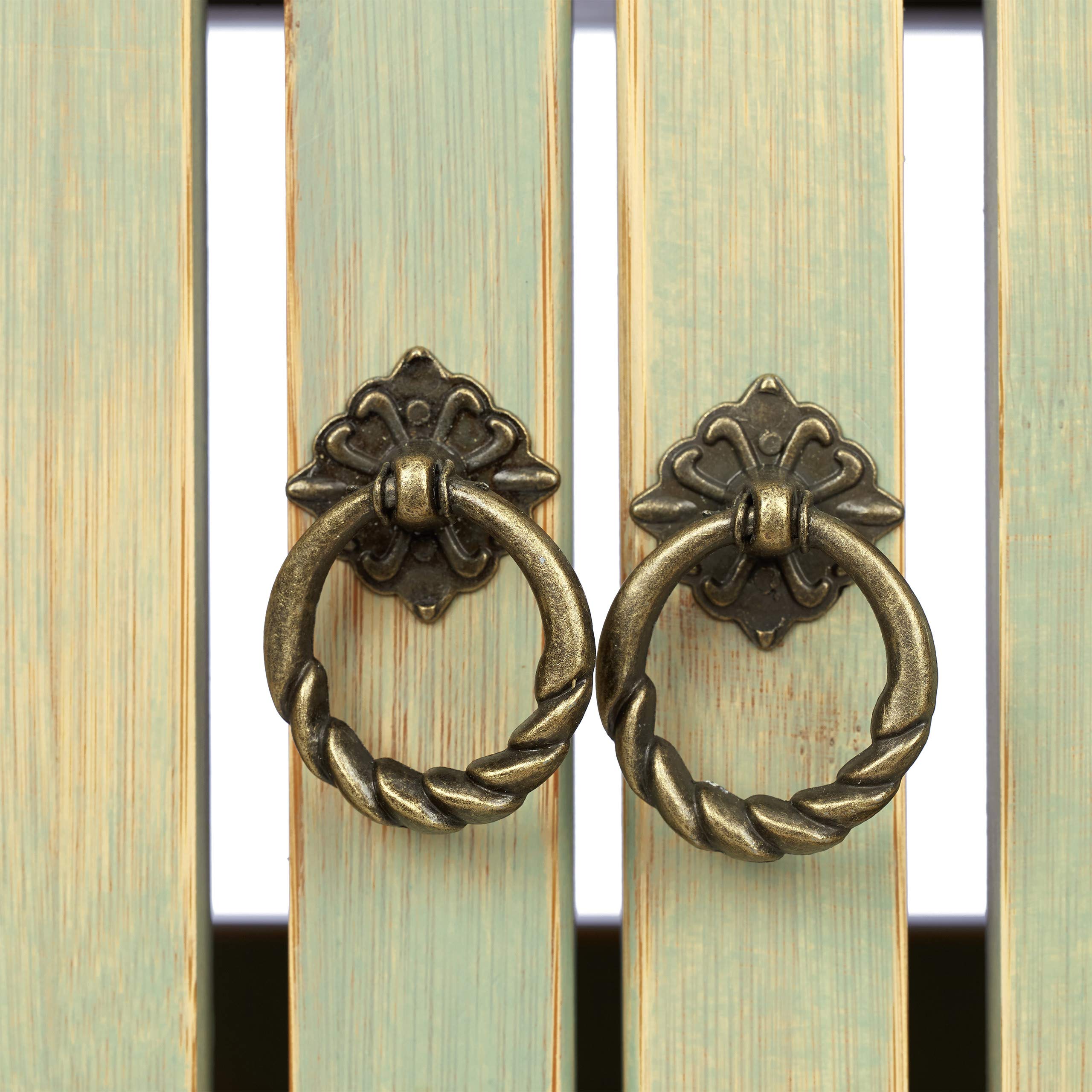 Relaxdays Placard Salle de Bains, Armoire Murale, Bambou, Vintage, 2 Etagères, H x L x P : 50 x 52 x 20cm, Vert Clair, 1 élément