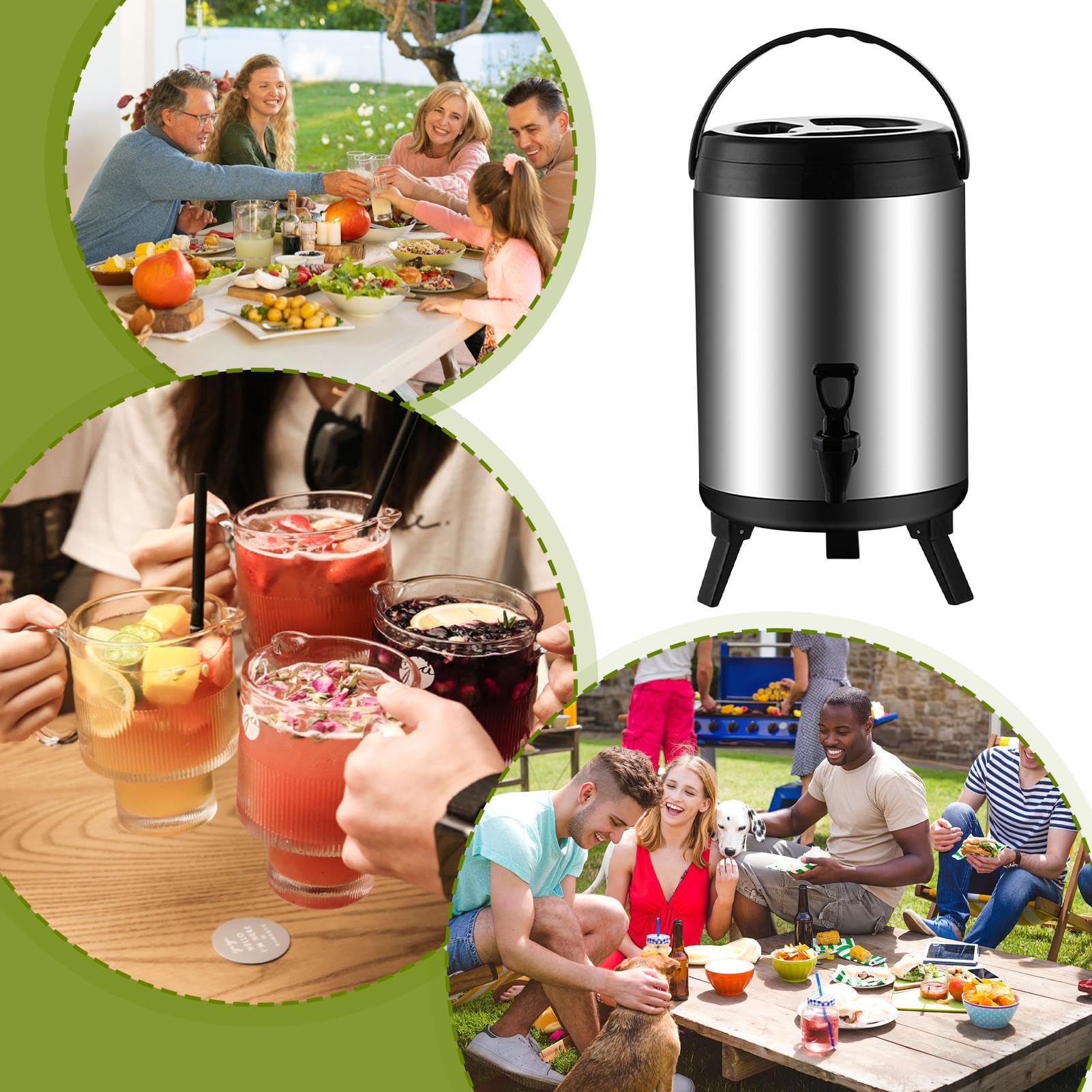 Recipiente térmico con grifo, termo de 10 l, jarra de café de acero inoxidable, jarra térmica para café, té o vino caliente, dispensador de bebidas frías, enfriador portátil para viajes