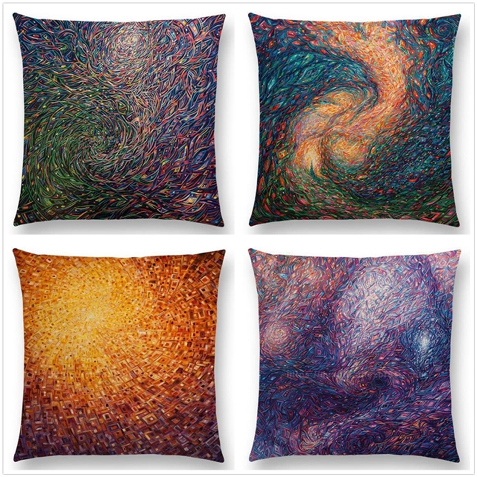 Fundas Cojines Sofa 40x40cm, Fundas de Cojines Modernas Juego de 4 Funda de Almohada Elegantes Decorativa para Sofá Coche Cama Sillas Muebles de Salon Cojines Sillas Jardin Cielo Abstracto Árbol