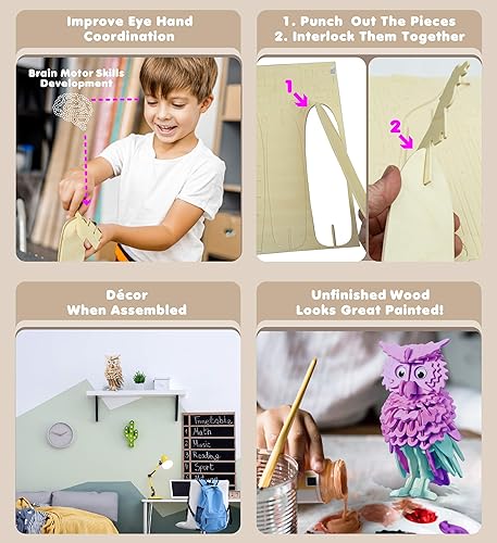 Miniatura 3 de Puzzled Kit de construcción de rompecabezas 3D de madera búho