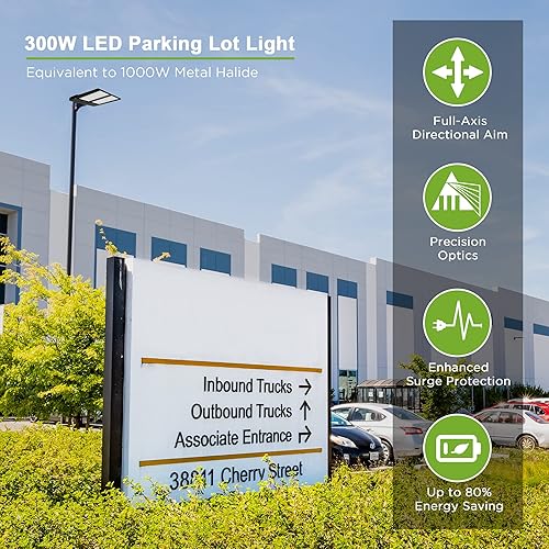 Miniatura 7 de Luz LED de estacionamiento de 300 W con fotocélula del atardecer al amanecer montaje deslizante ajustable luz LED para caja de zapatos para cancha