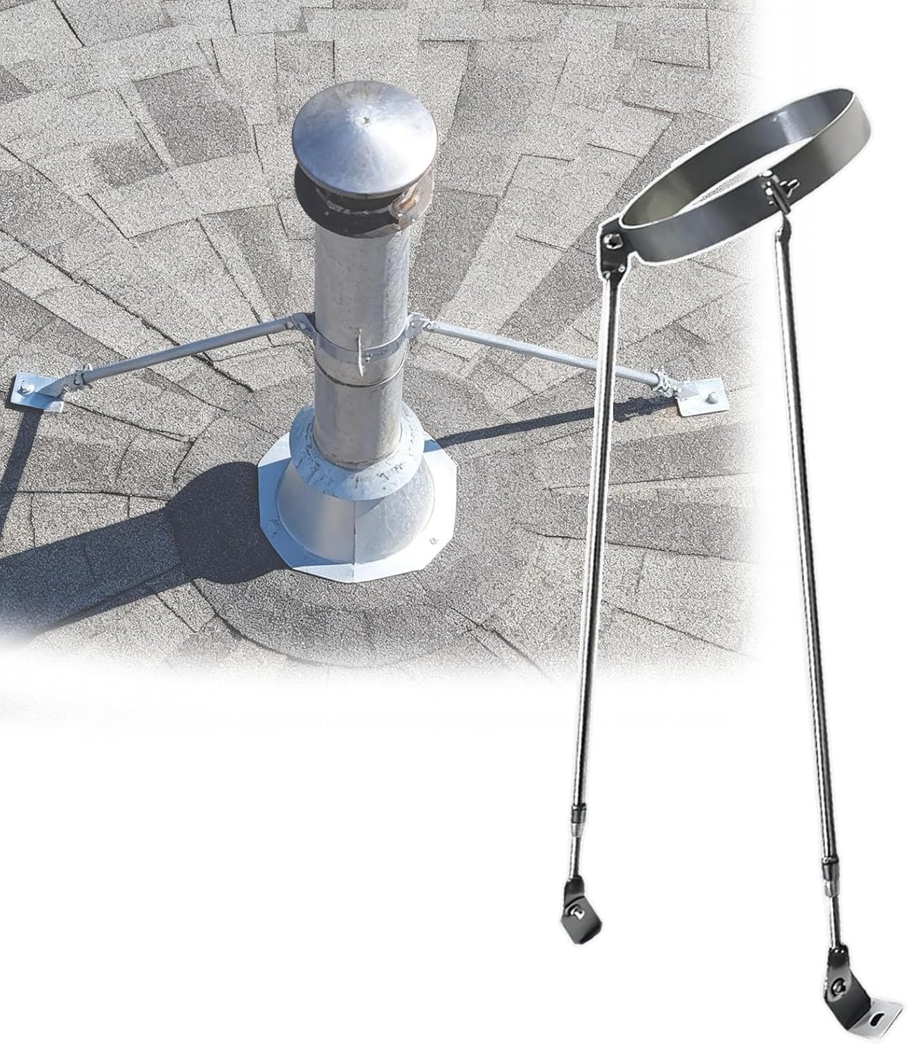 Stainless Steel Chimney Pipe Bracket Kit, Wall Support for Wood Stove, 130mm (5.1") Drain Pipe Holder with Screws, Durable & Easy Installation, 1 Piece