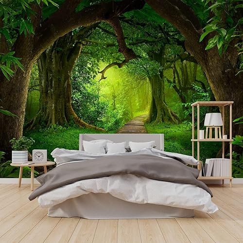 Miniatura 7 de FENDROM Tapiz de bosque encantado, paisaje natural, verde, cueva de árbol, tapiz de pared para colgar en la pared para sala de estar, dormitorio,