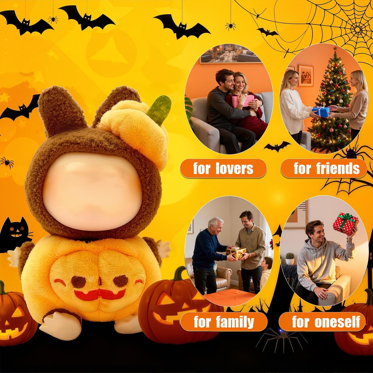Halloween Clothes for Labubu for 17cm Doll Clothes- Happy Pumpkin Clothing Set, Suitable for Halloween Costumes and Accessories