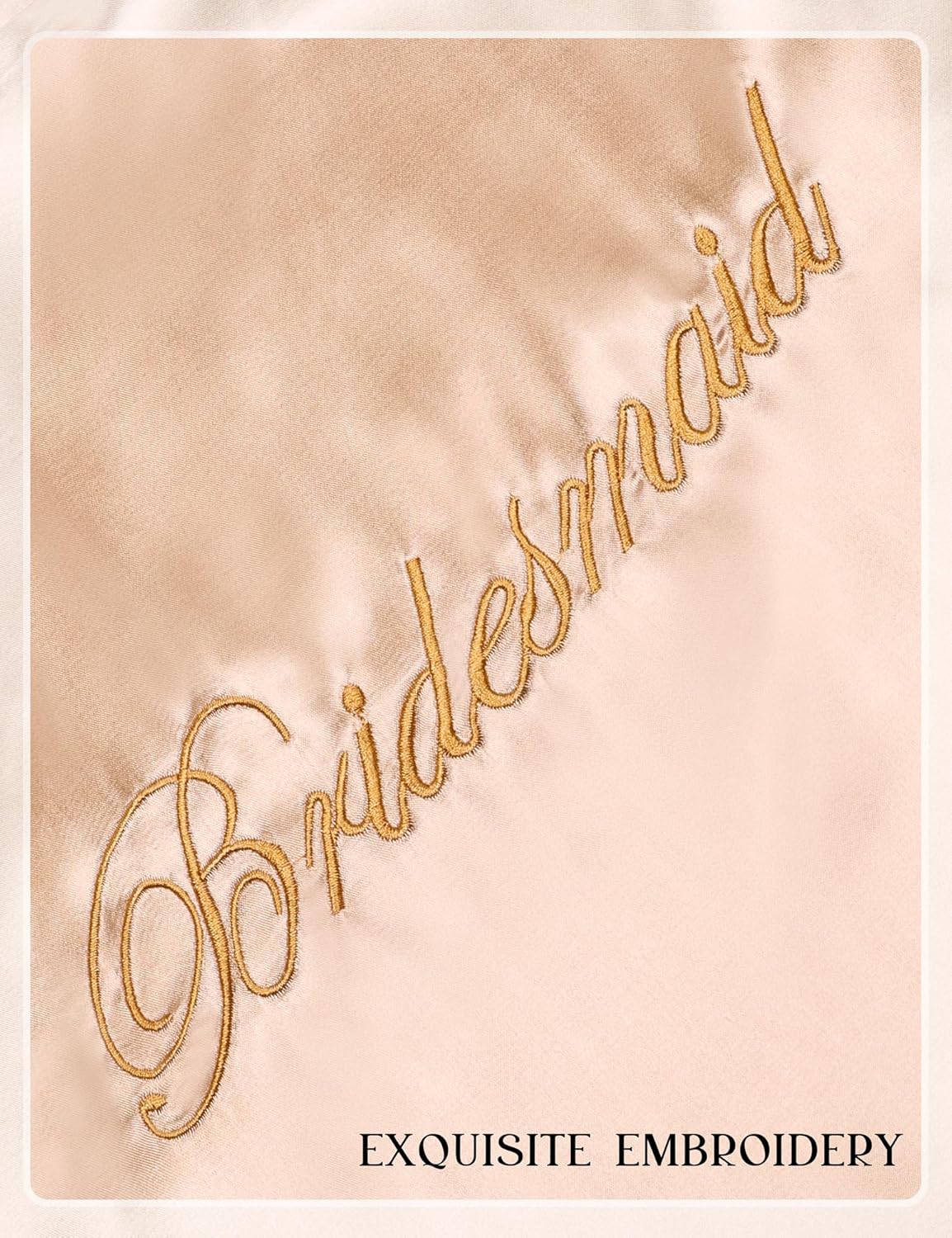 EPLAZA 4 Pcs Bride Robe for Wedding Day Set Bridal Robe with Slippers Lace Trim Wedding Robe for Bridal Bachelorette Party - Image 7