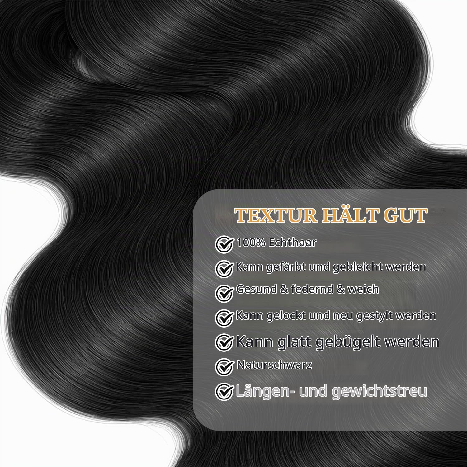 Bundles Human Hair Body Wave (20 22 24 inch 300g) Natural Black | 100% Unprocessed Body Wave Human Hair Soft Thick Weft Dyeable Hair Extensions Natural Color