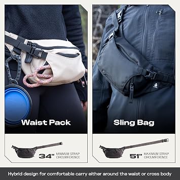 Falcon2L Ultralight Fanny Pack | Crossbody Belt Bag for Men & Women | Compact Waist Pack Sling for Essentials | Expandable External Carry Water-Resistant for Outdoor Travel & Everyday