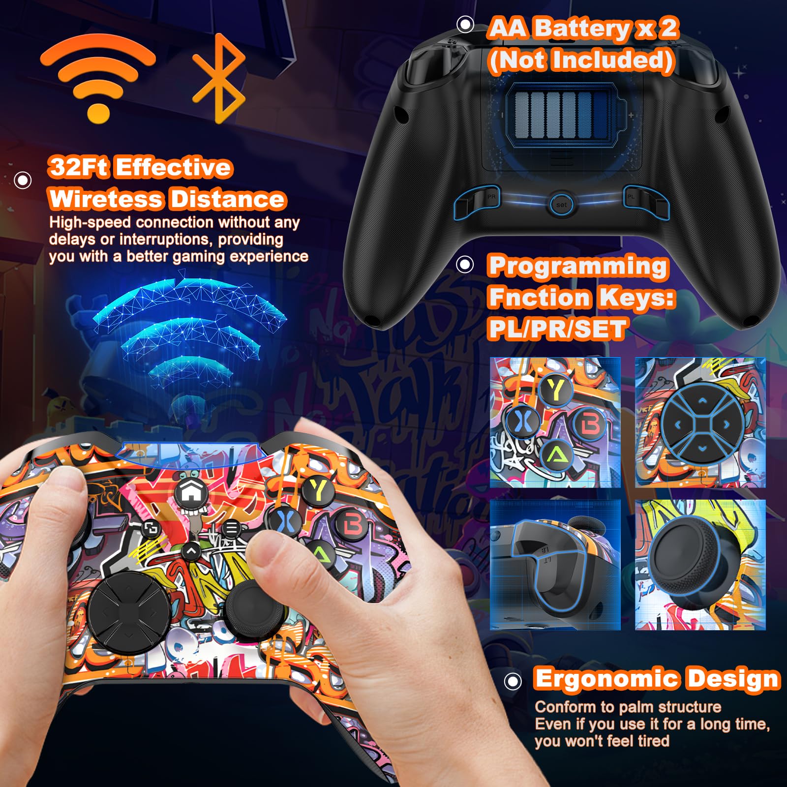 Lapezei Wireless Controller für Xbox Series S/X, mit Xbox One/PC/Android/iOS, Bluetooth Gamepad mit Back Buttons, Marco, Turbo, Dual Vibration, 6-Axis Sensor, 3.5mm Audio Jack