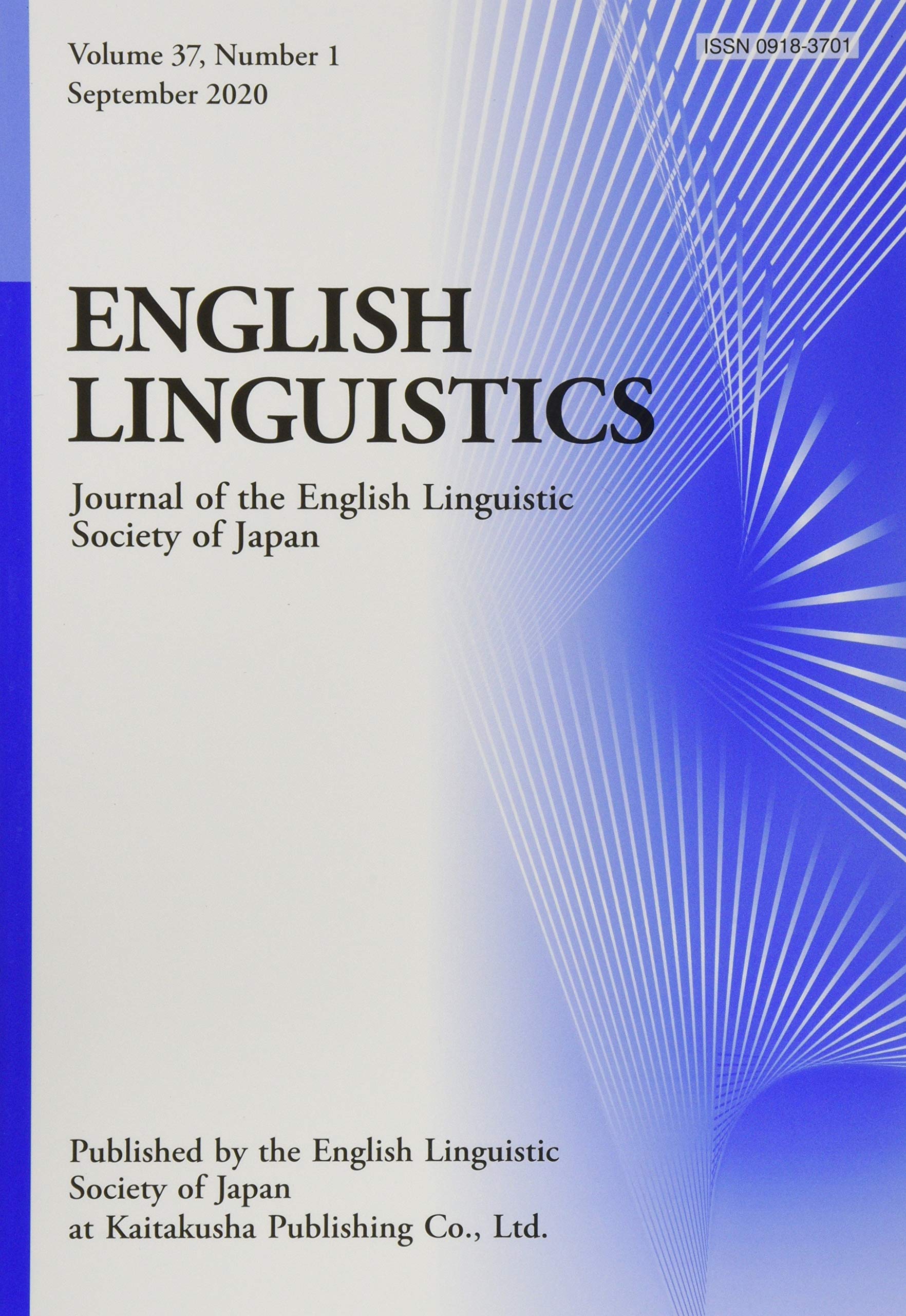 言語学　English Language ENGLISH LINGUISTICS Volume37, Number1, September 2020 | 日本