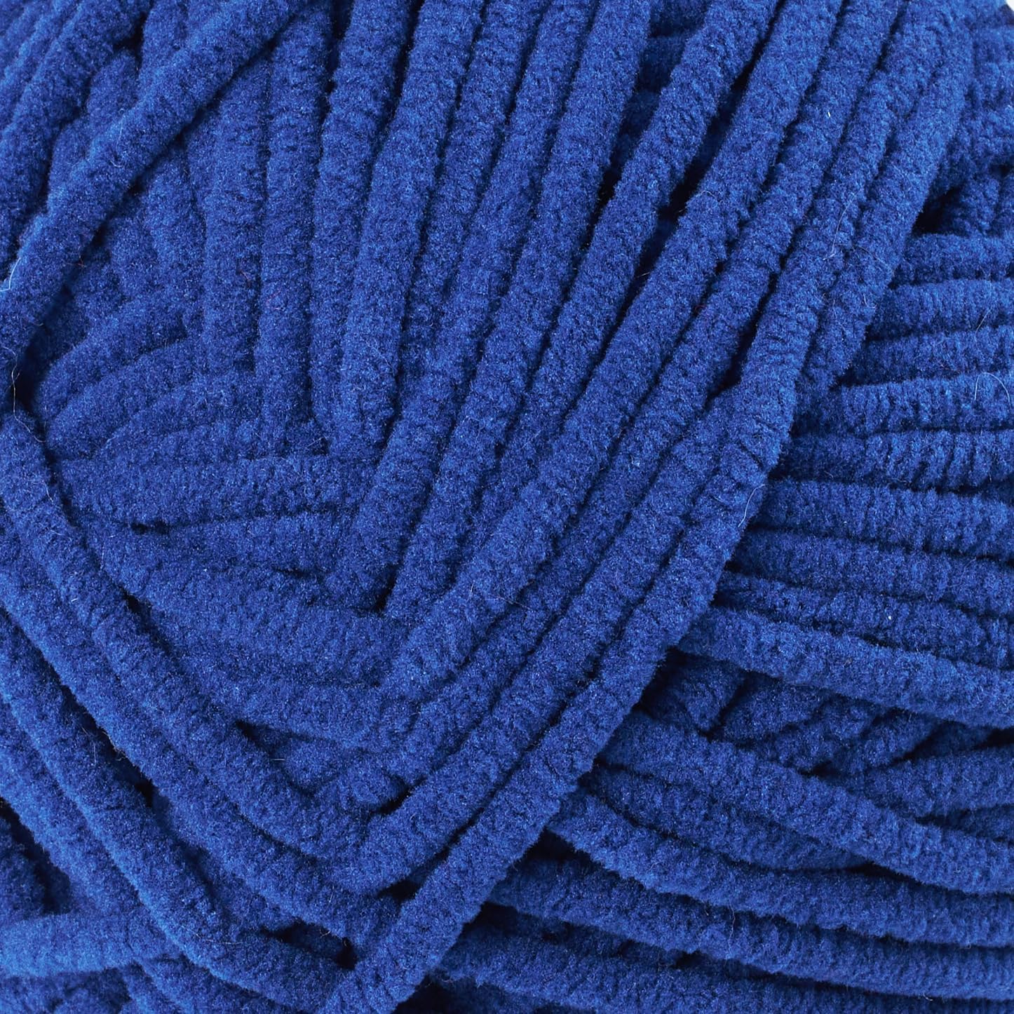 CBC Perfectly Posh Chenille Yarn for Knitting, Crocheting and Amigurumi - 2 Pack (7 oz / 200g, 233 Yards Each Skein), Blueberry, Gauge 5 Bulky
