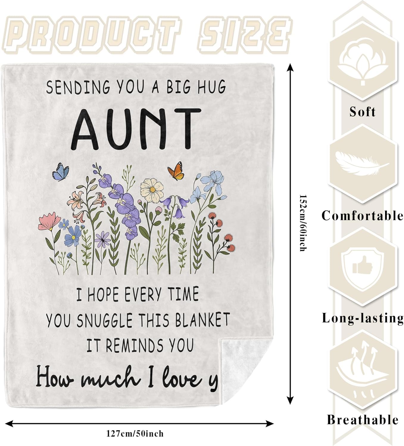 Julazy Aunt Gifts Blanket 50"X60", Auntie Gift Ideas, Aunt Birthday for Women, Gifts from Niece/Nephew, Best Auntie Present for Mothers Day Christmas - Image 6