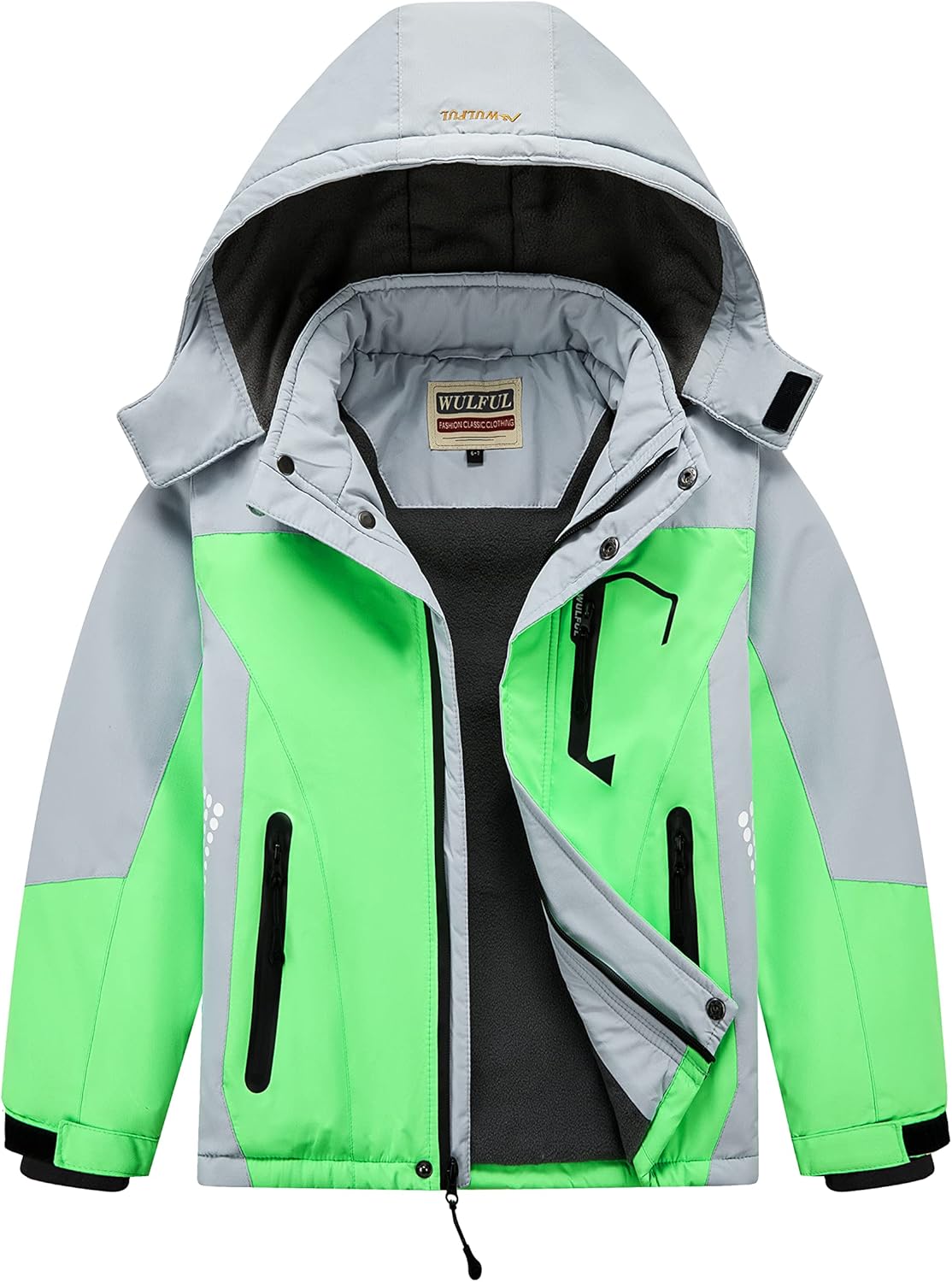 WULFUL Boy's Waterproof Ski Coat Winter Warm Snow Coat with Hood