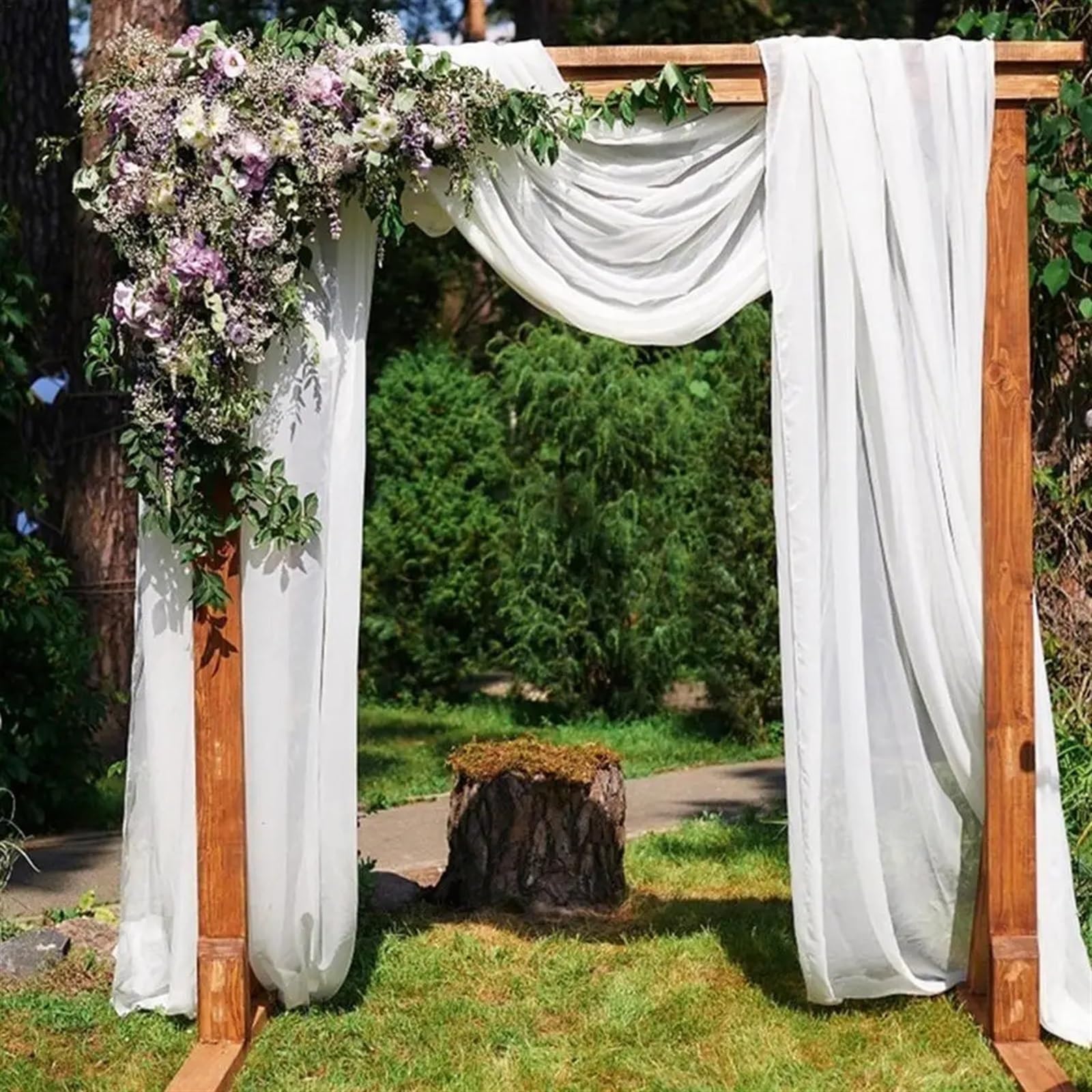 Rideaux D'Arche De Mariage Rideaux en mousseline de soie for arc de mariage, décorations de fond de photographie, décor de mariage, maison, jardin, fête d'anniversaire, décoration murale suspendue Pou
