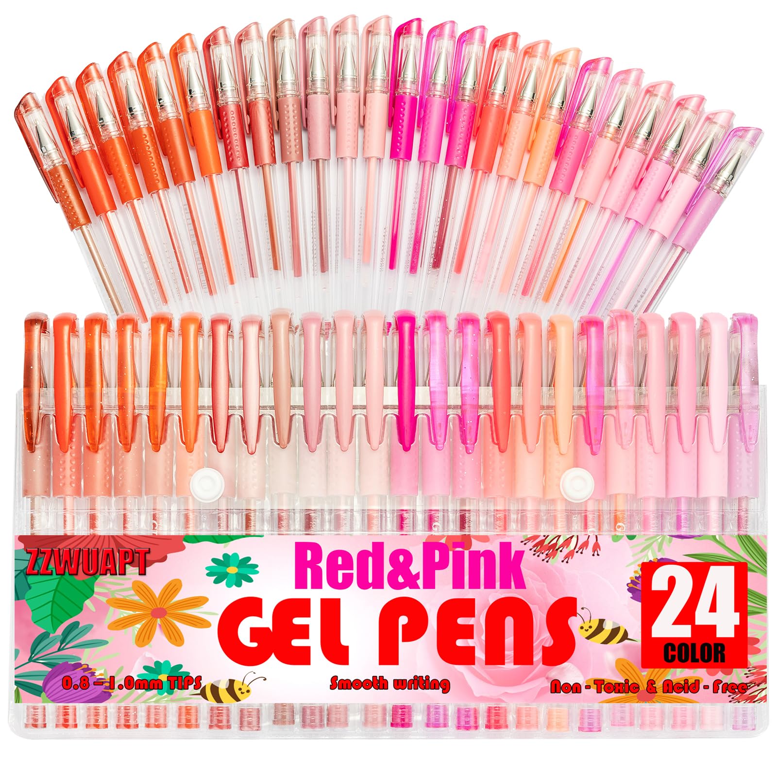 Gelstifte für Malbücher, 72 farbige Gelstifte, Set mit 24 farbigen Gelstiften mit 48 Nachfüllungen, 40 % mehr Tinte zum Zeichnen, Kritzeln, Scrapbooking, Journaling