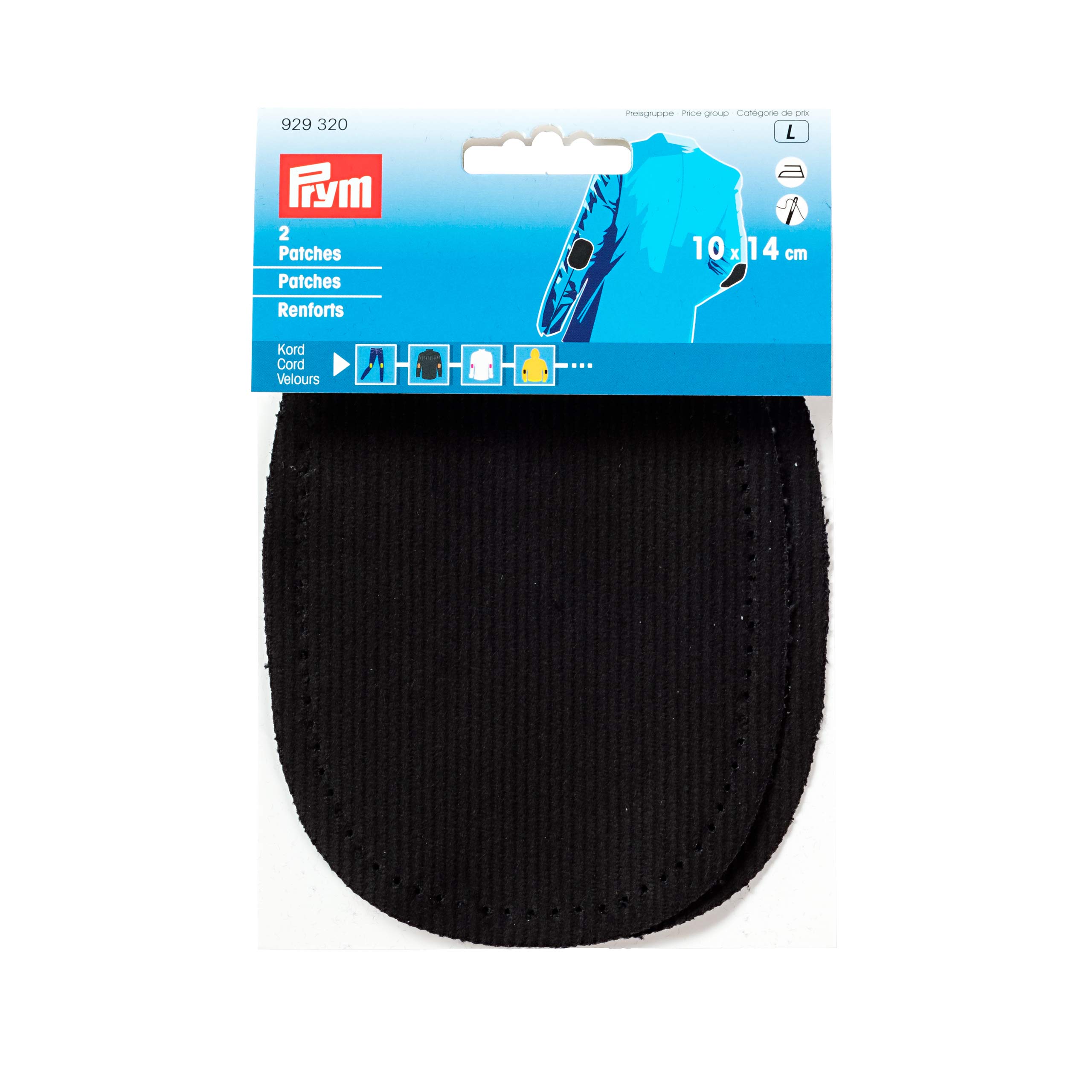 Prym Patches Cord for ironing/sewing on 14x10 cm black, Cotton, 14 x 10 cm