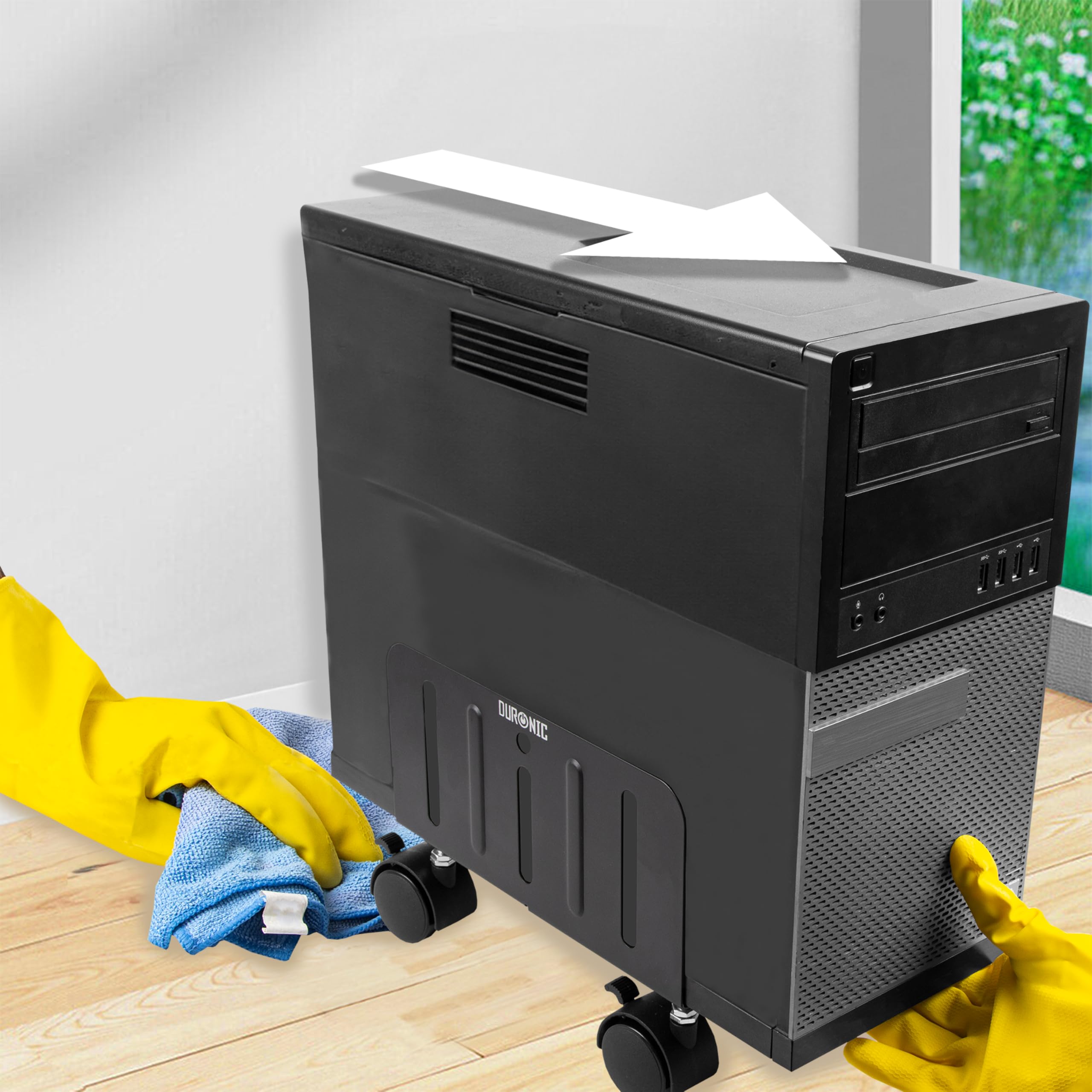 Duronic DMHD2 carrello per computer | Supporto per CPU con 4 rotelle | Regolabile | Compatibilità universale | Sostegno per torre sotto la scrivania | Rotelle bloccabili