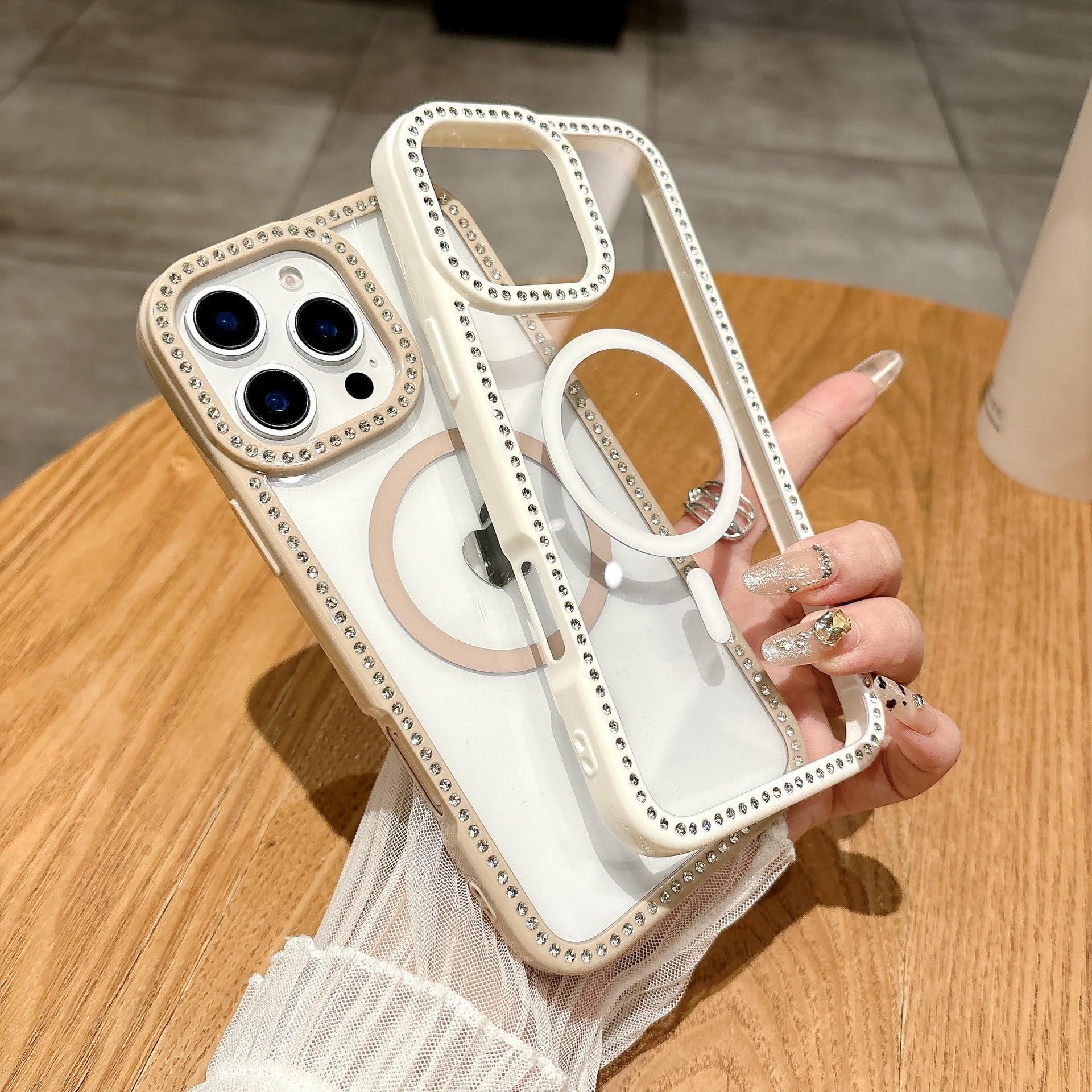 Amazon.co.jp: スマホケース 15 透明 キラキラ ラインストーン