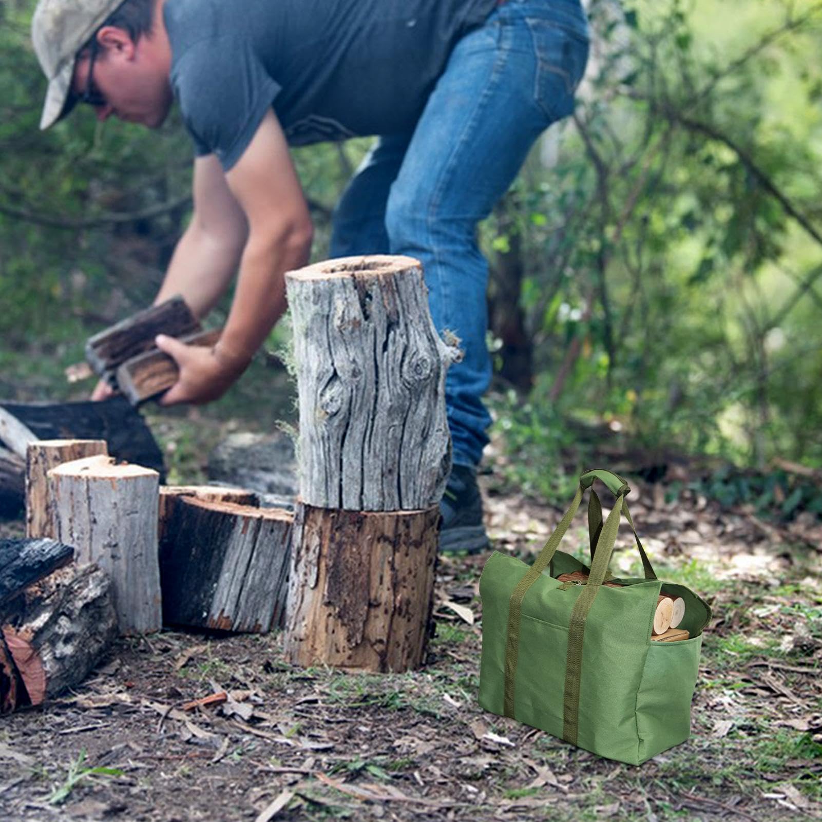 Holztragetasche, Einkaufstasche träger aus Segeltuchholz