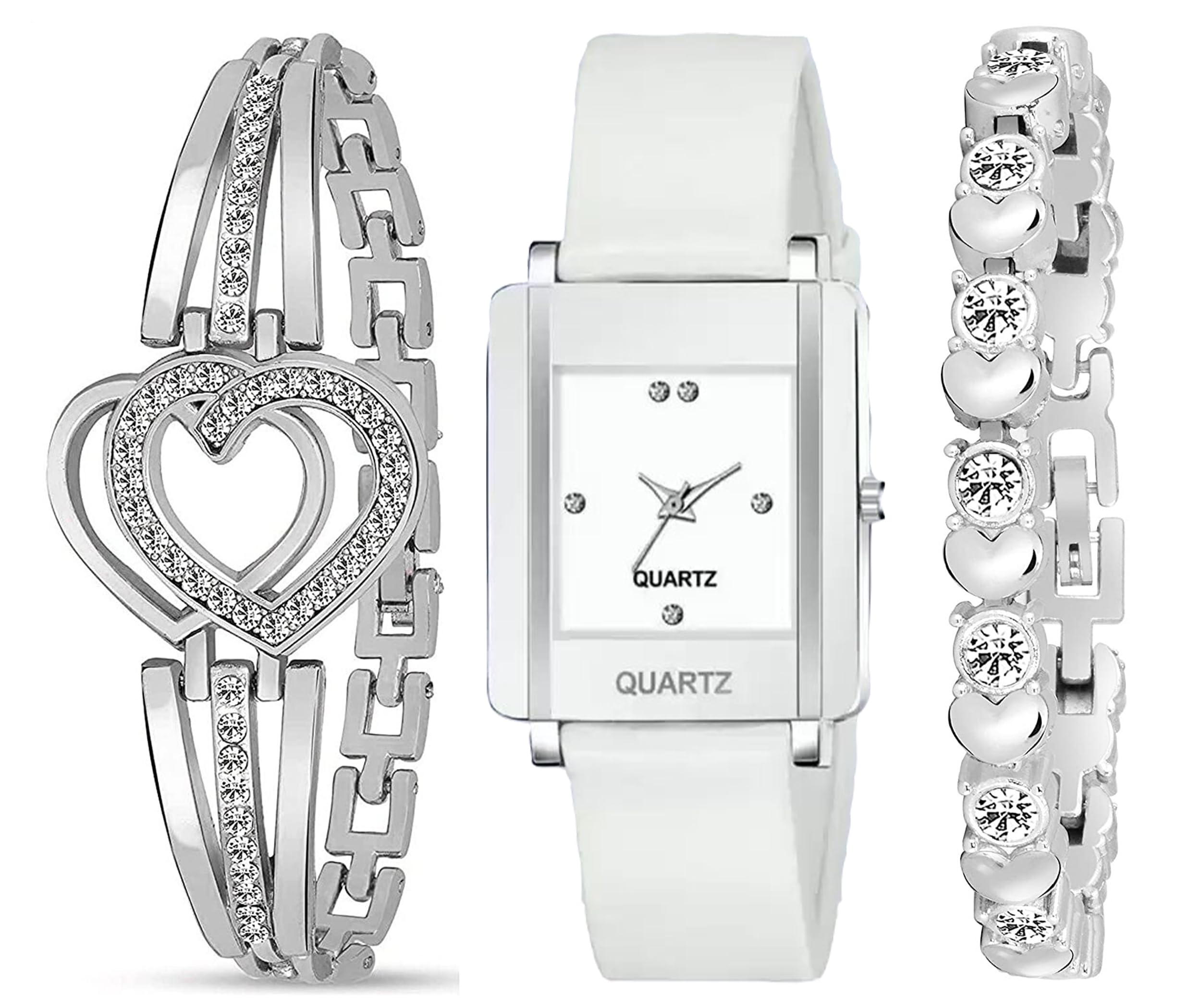 The Shopoholic Plastic Analog White Colour Square Dial Premium Pu Belt Watch And Diamond Silver Bracelet Combo Watch For Girls And Womens, Band_Gold (B0CKBY5MD4) Amazon Price History, Amazon Price Tracker