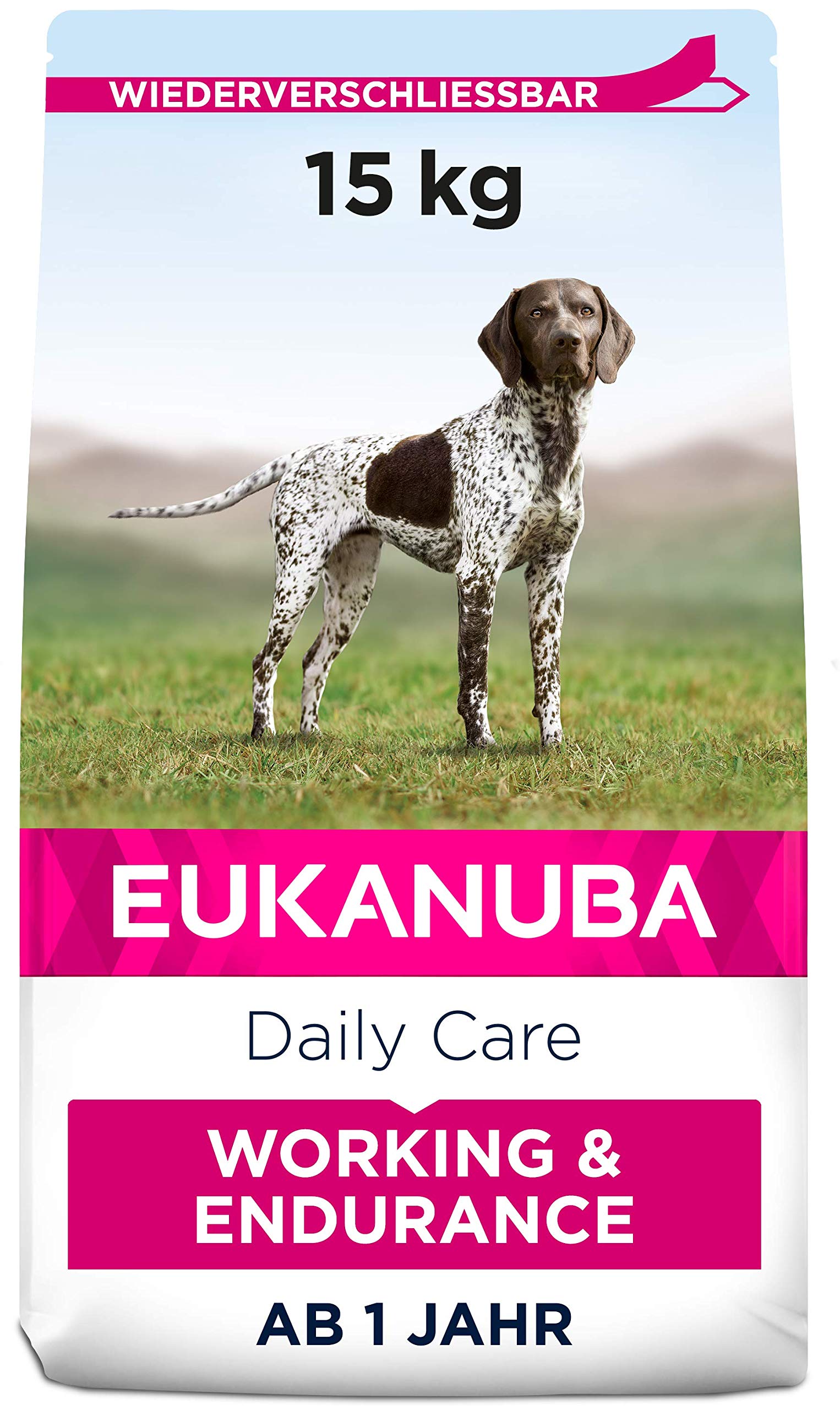 Eukanuba Daily Care Working & Endurance Trockenfutter für Hunde mit hohem Energiebedarf (Arbeitshunde, trächtige & säugende Hündinnen), Hundefutter mit hohem Gehalt an Protein & Fett, 15 kg