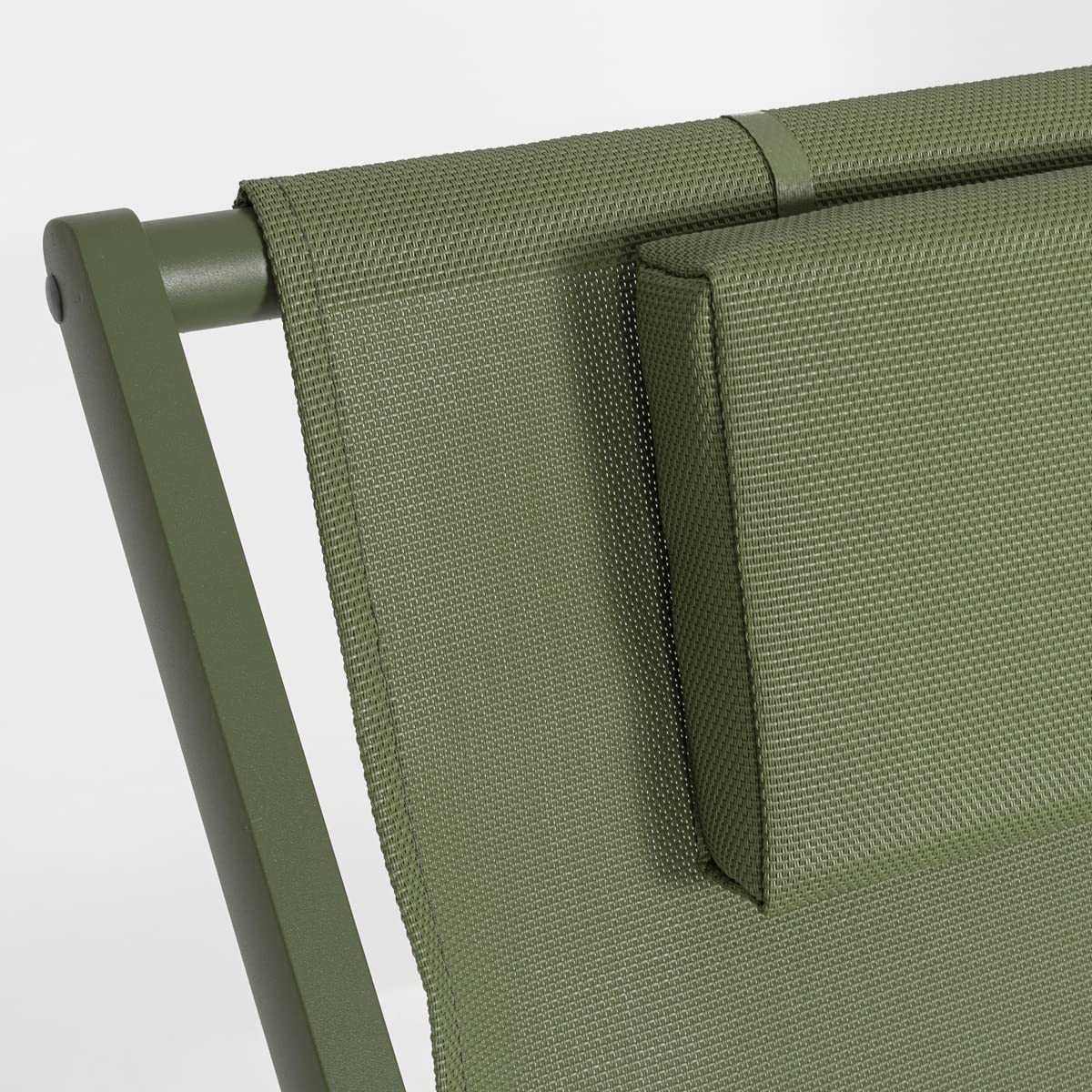 Sedia A Sdraio Pieghevole In Alluminio Verniciato Verde, Telo In texilene, Schienale Reclinabile 3 Posizioni, 60 x 101 x 35 Cm Per Giardino E Piscina